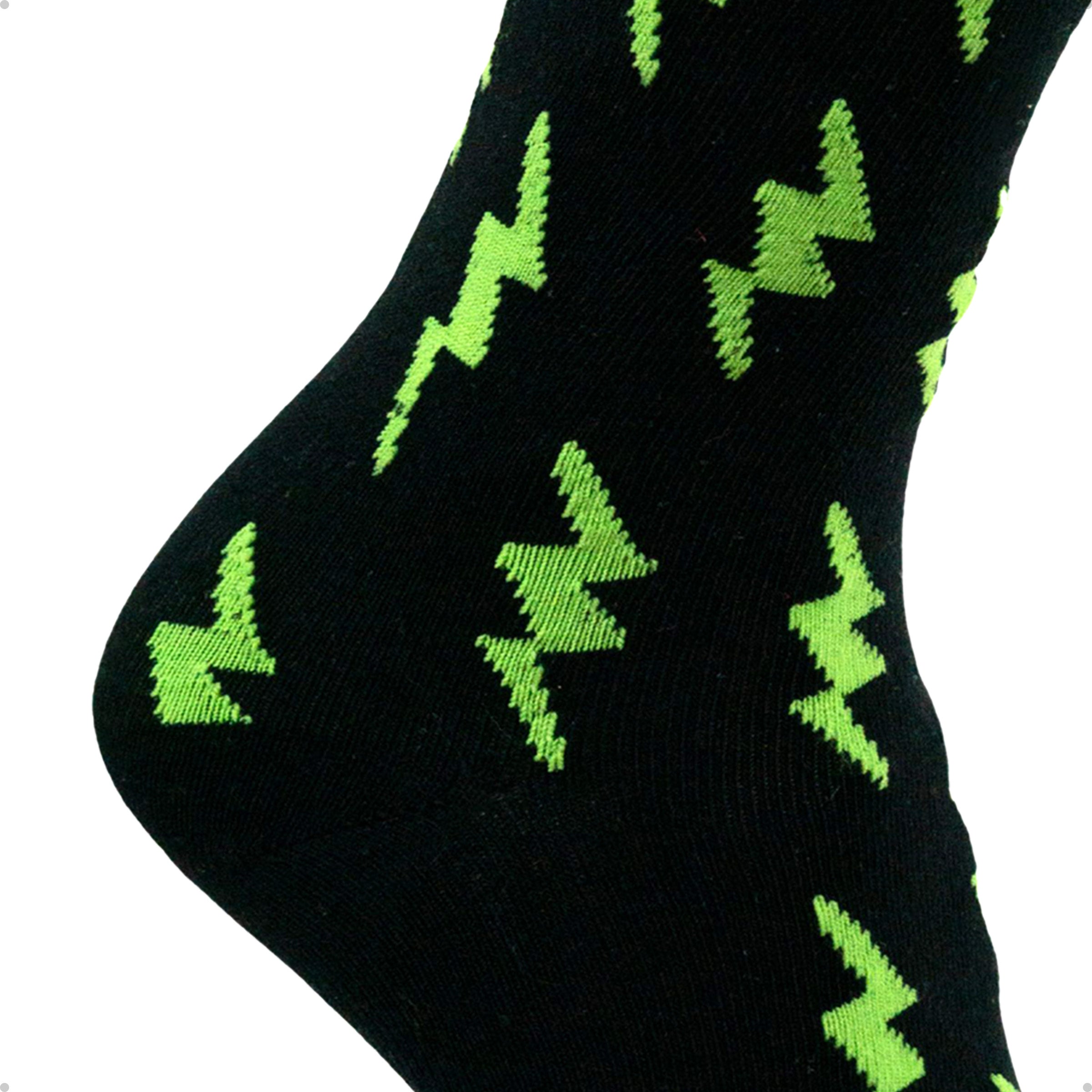 Meia Cano Alto Preta Raio Verde