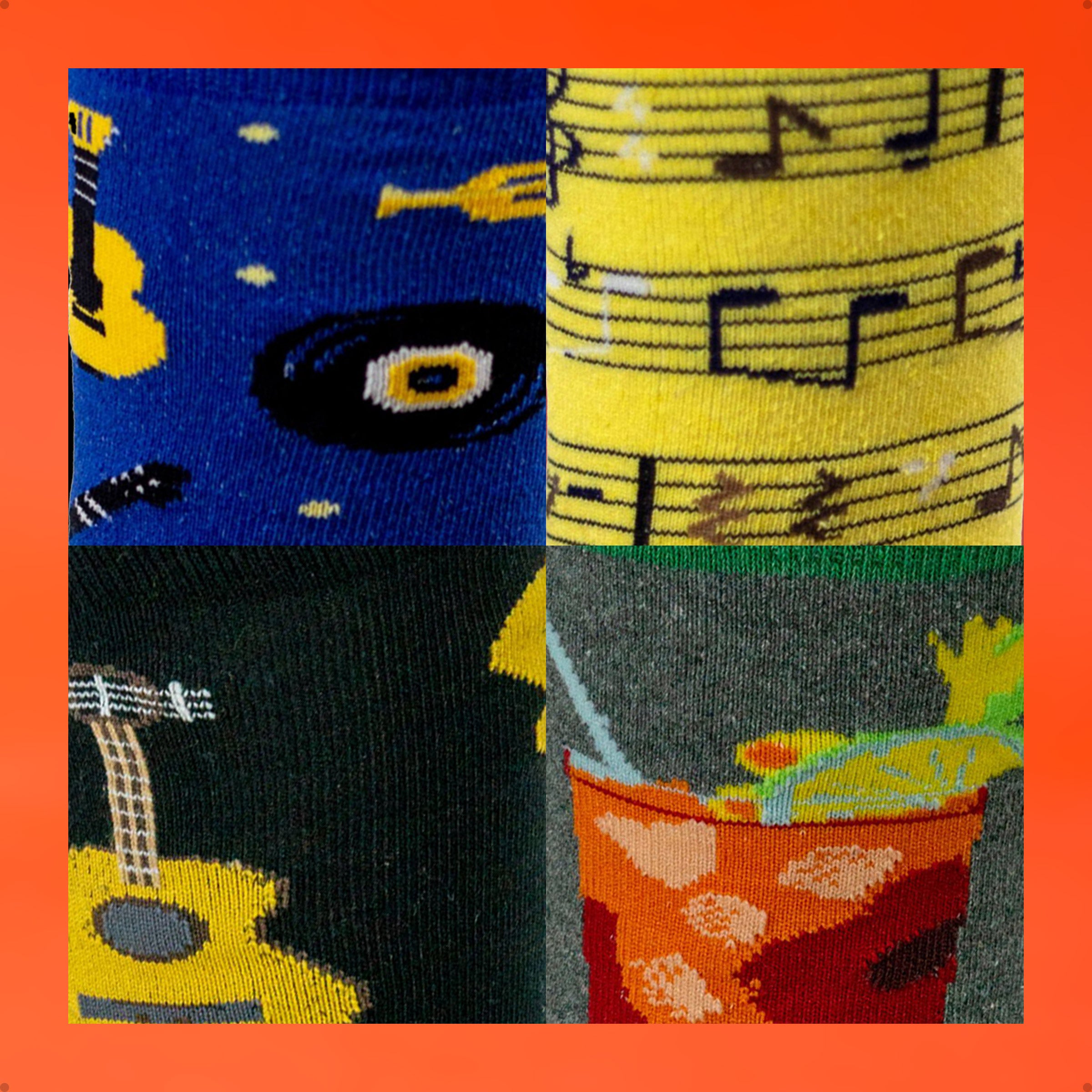 Kit 4 Meias Cano Alto Music Vibes Instrumentos Notas Musicais Violão Drink