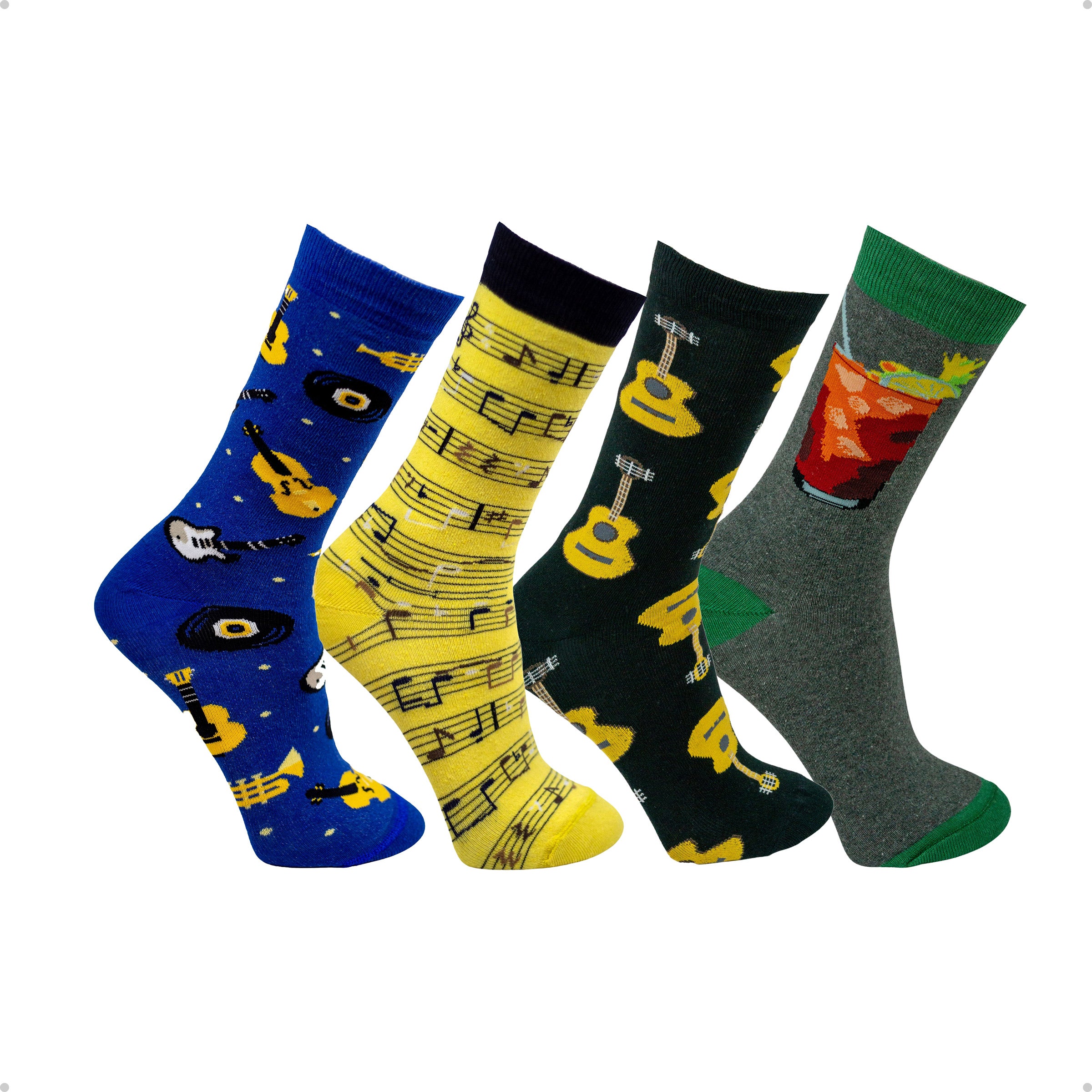 Kit 4 Meias Cano Alto Music Vibes Instrumentos Notas Musicais Violão Drink