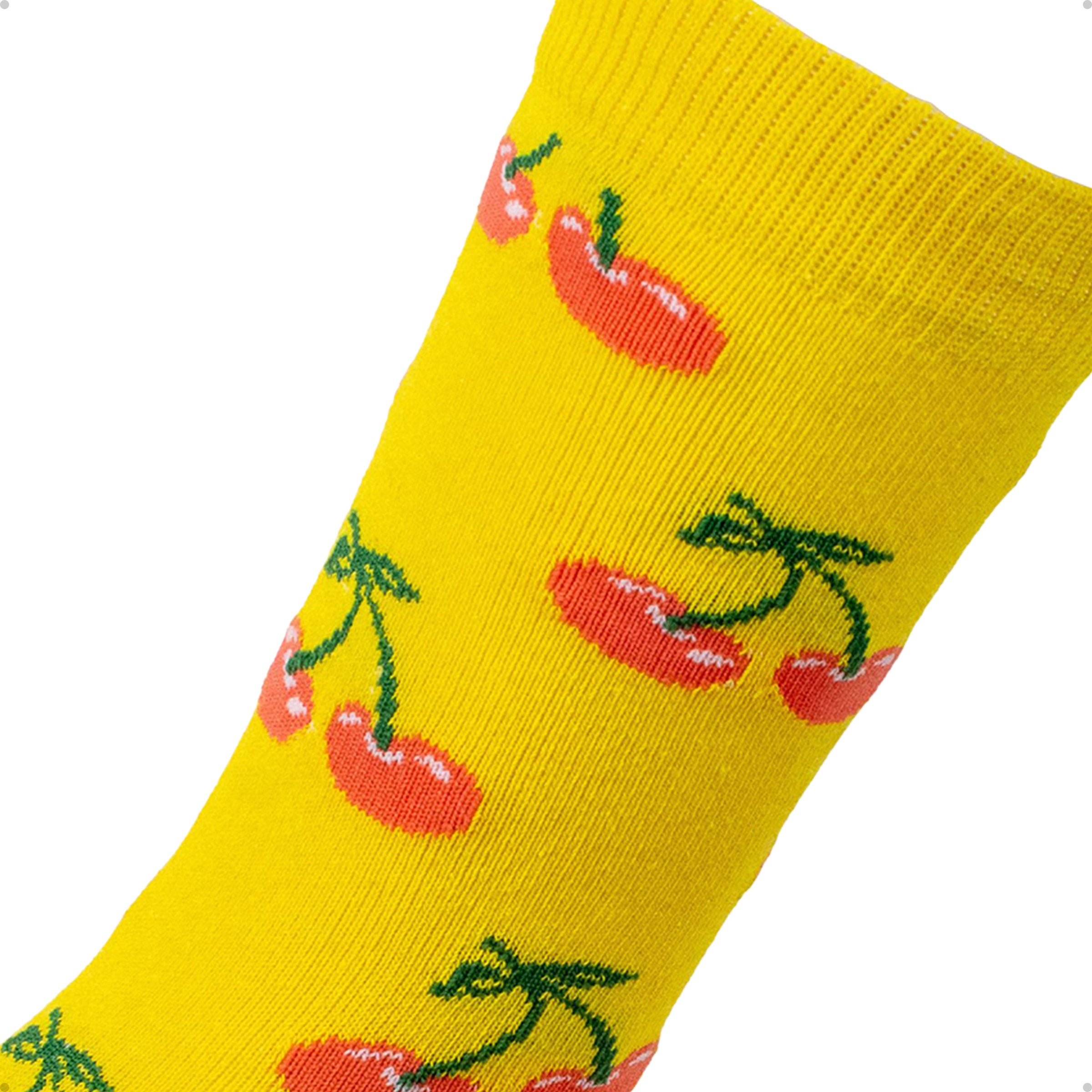 Meia Cano Alto Amarela Cereja