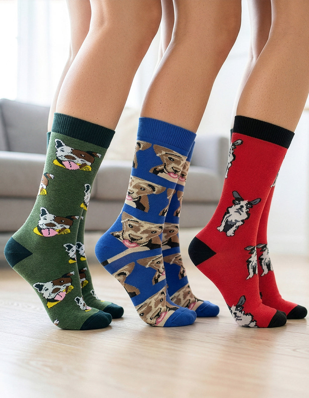 Kit 3 Meias Cano Alto Animais Cachorro