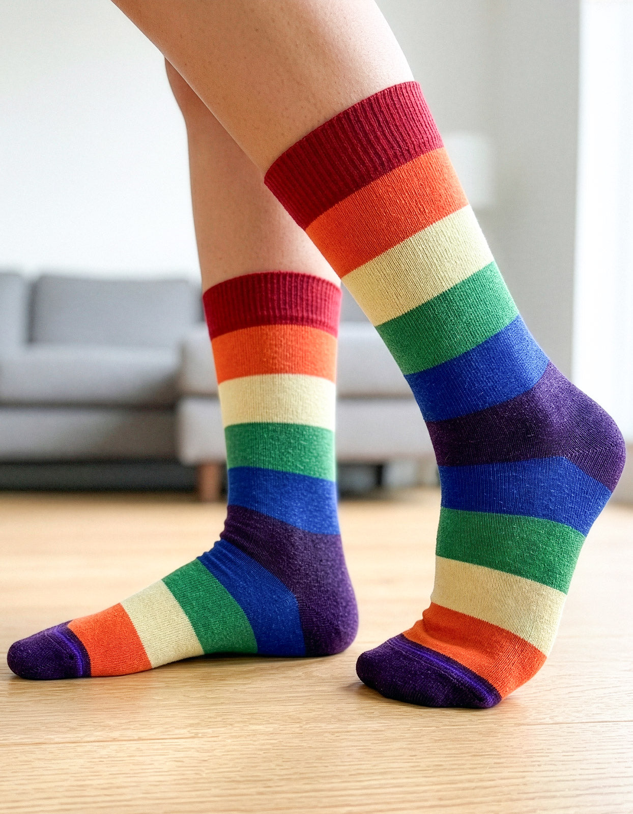 Meia Divertida Estampada Oddo Cano Longo Listrado Arco Iris LGBTQIA+