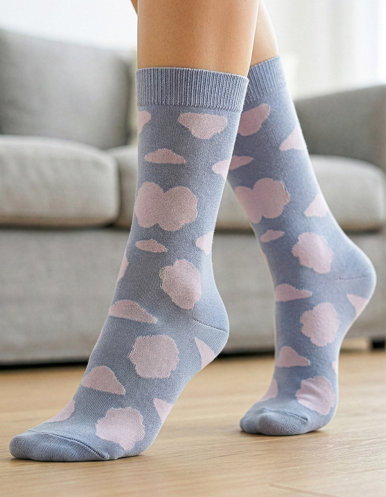 Meia Divertida Estampada Oddo Cano Longo Azul Ceu