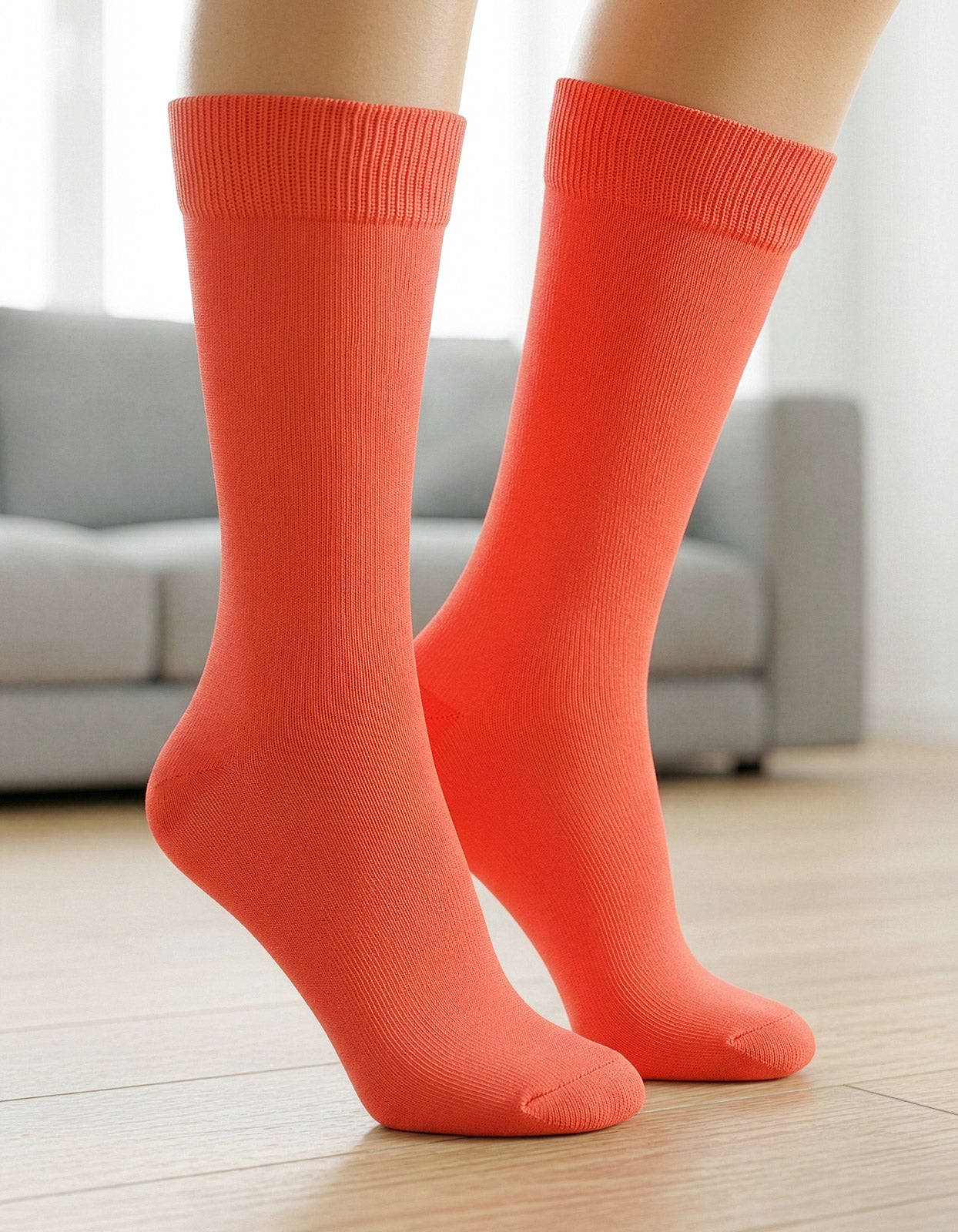 Meia Divertida Estampada Oddo Cano Longo Laranja Neon