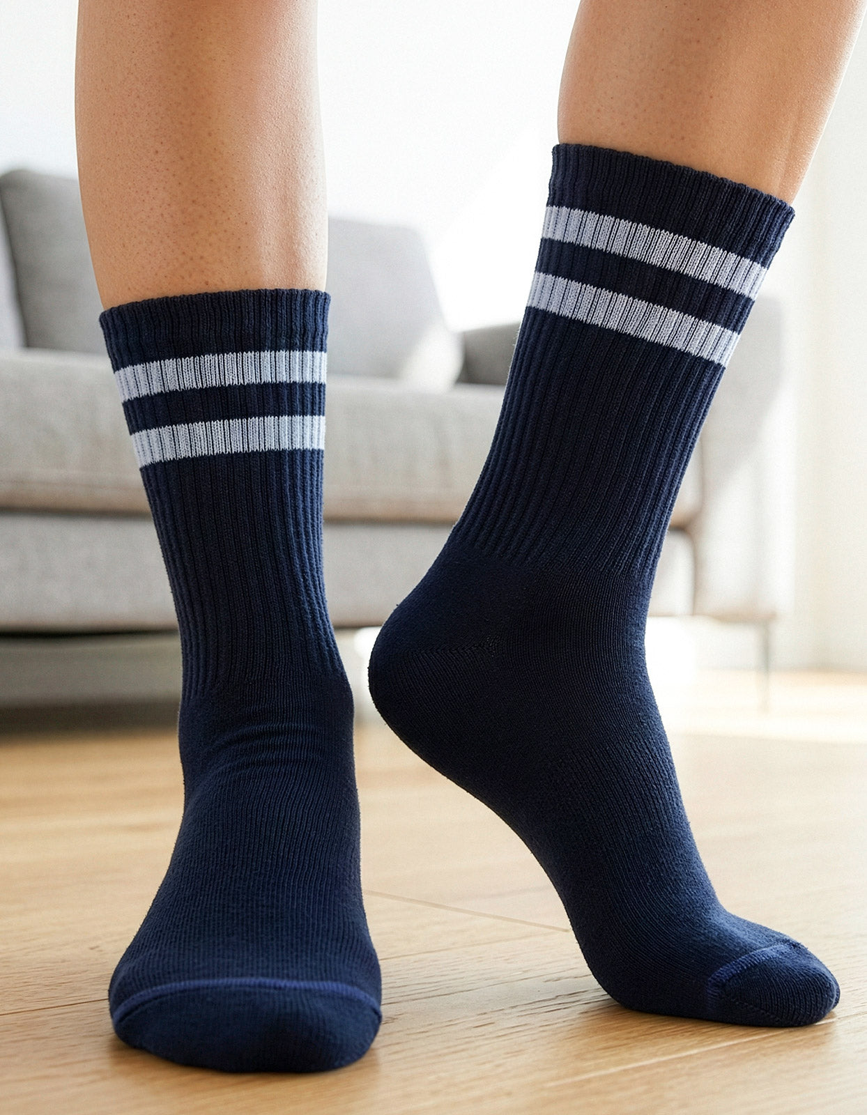 Meia Divertida Estampada Oddo Cano Longo Preta Duas Listras Brancas