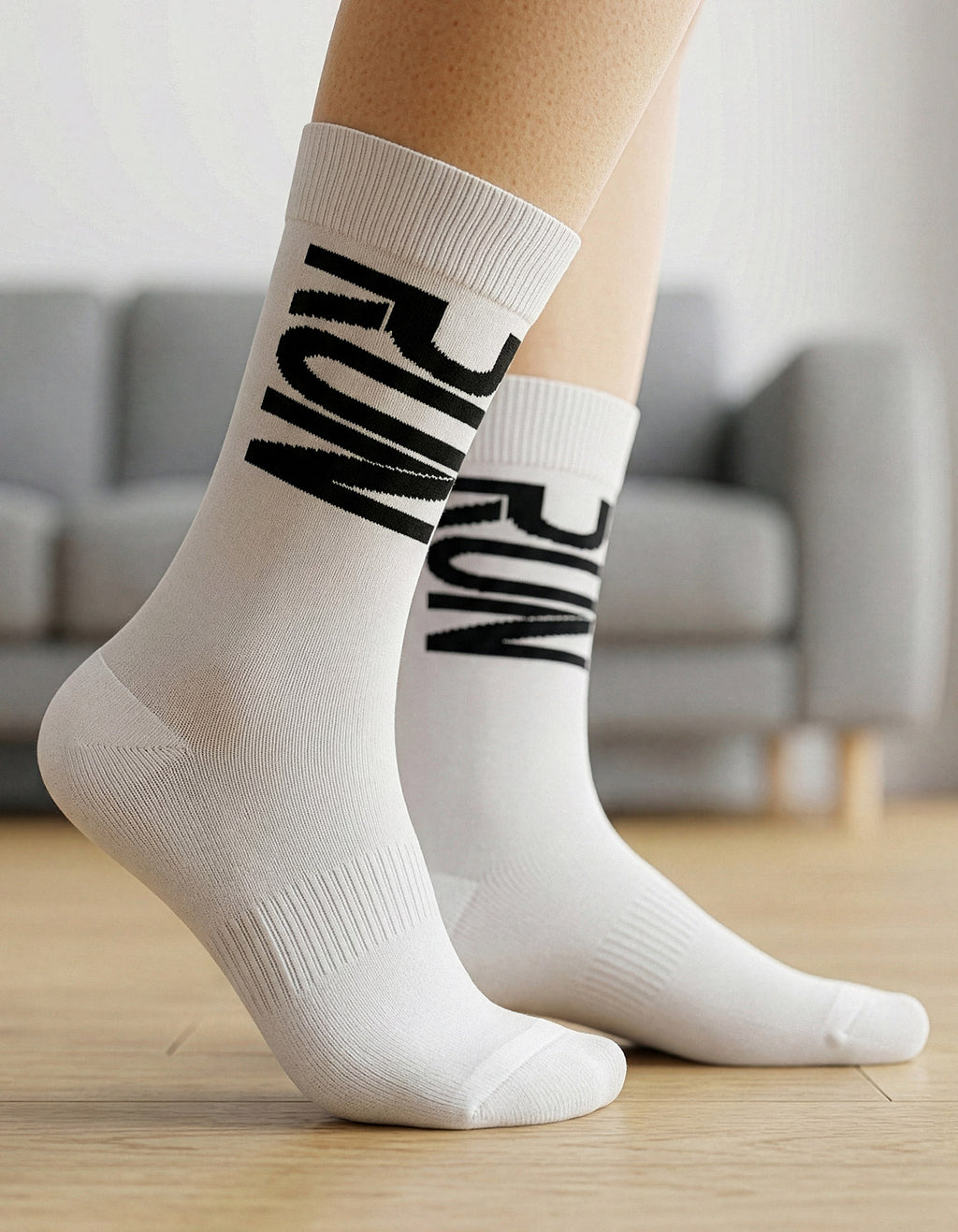 Meia Divertida Estampada Oddo Cano Longo Branca Run