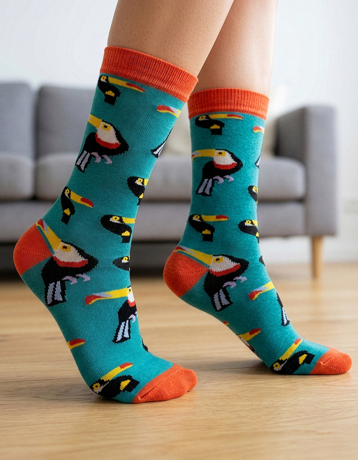 Meia Divertida Estampada Oddo Cano Longo Verde Tucano