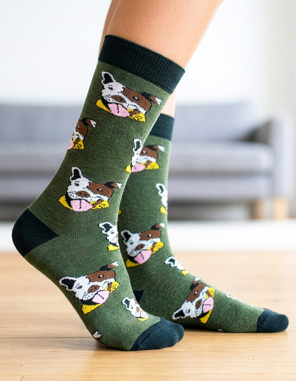 Meia Divertida Estampada Oddo Cano Longo Verde Cachorro