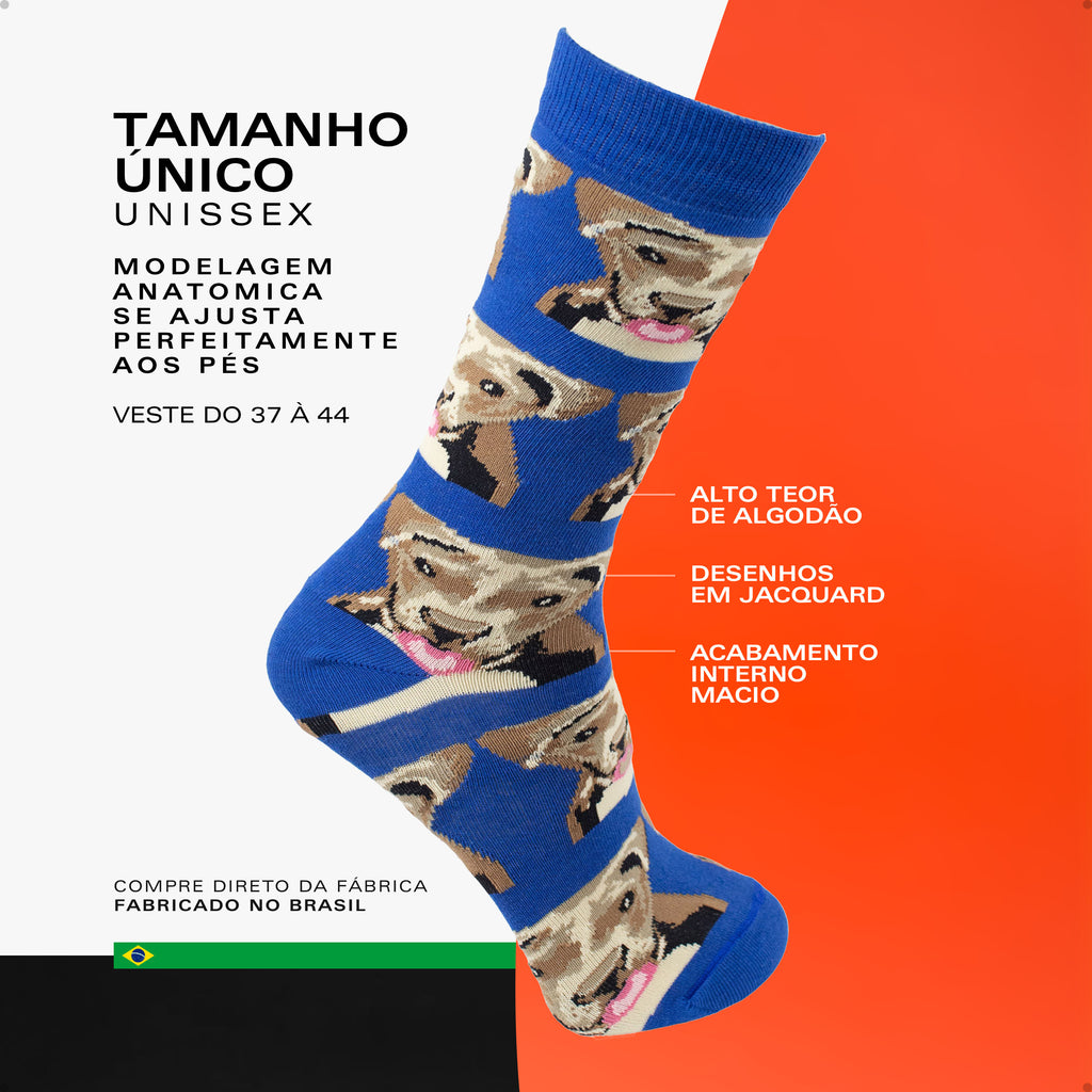 Meia Divertida Estampada Oddo Cano Longo Cachorro Vira Lata
