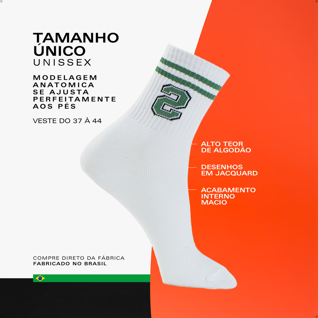 Meia Divertida Estampada Oddo Cano Longo Branca Número 5