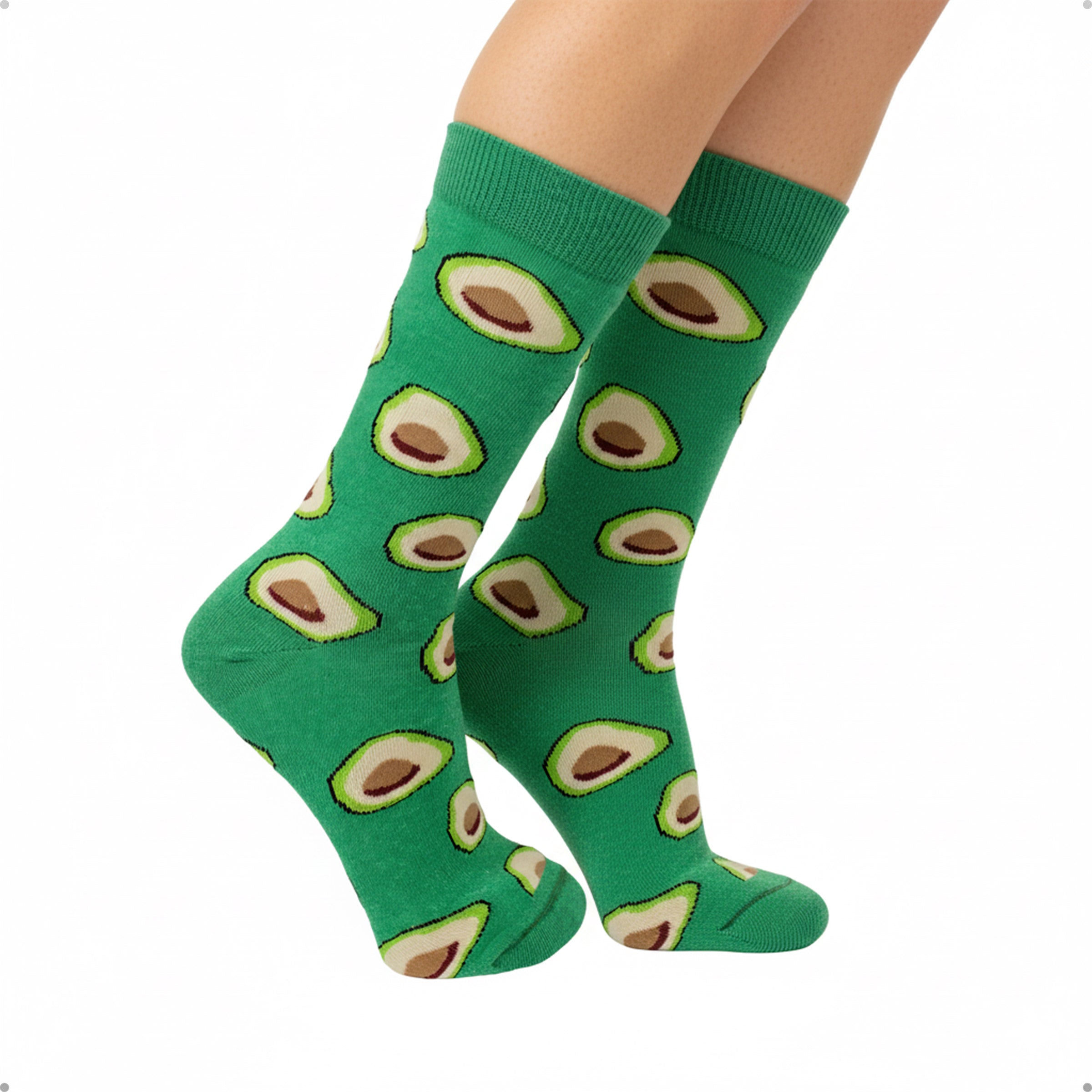 Meia Divertida Estampada Oddo Cano Longo Verde Abacate