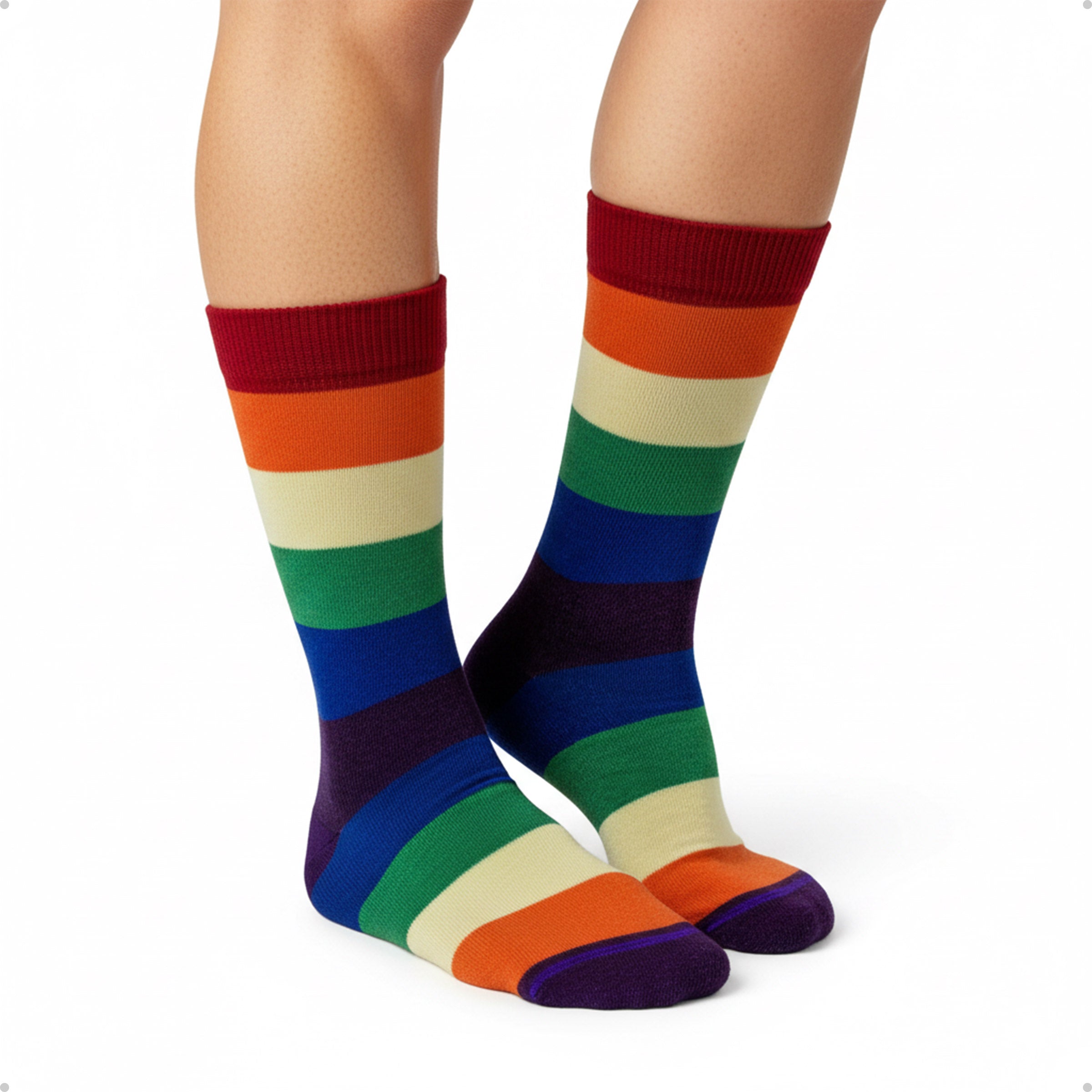 Meia Divertida Estampada Oddo Cano Longo Listrado Arco Iris LGBTQIA+