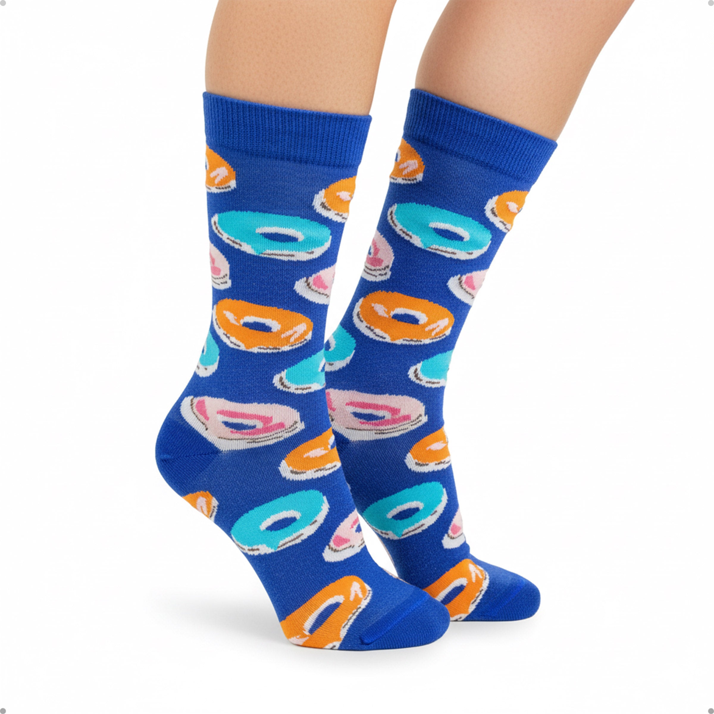 Meia Divertida Estampada Oddo Cano Longo Azul Royal Donut