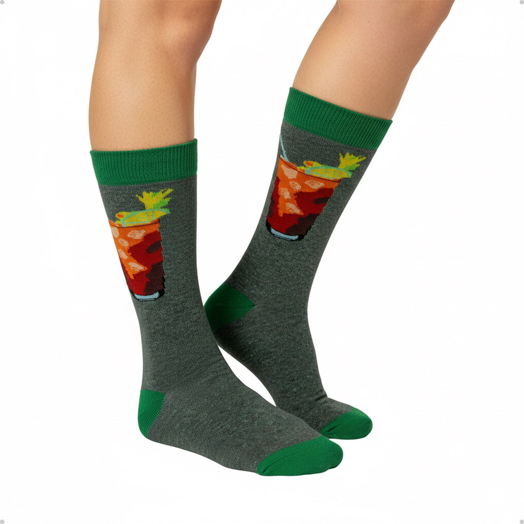 Meia Divertida Estampada Oddo Cano Longo Cinza Drink