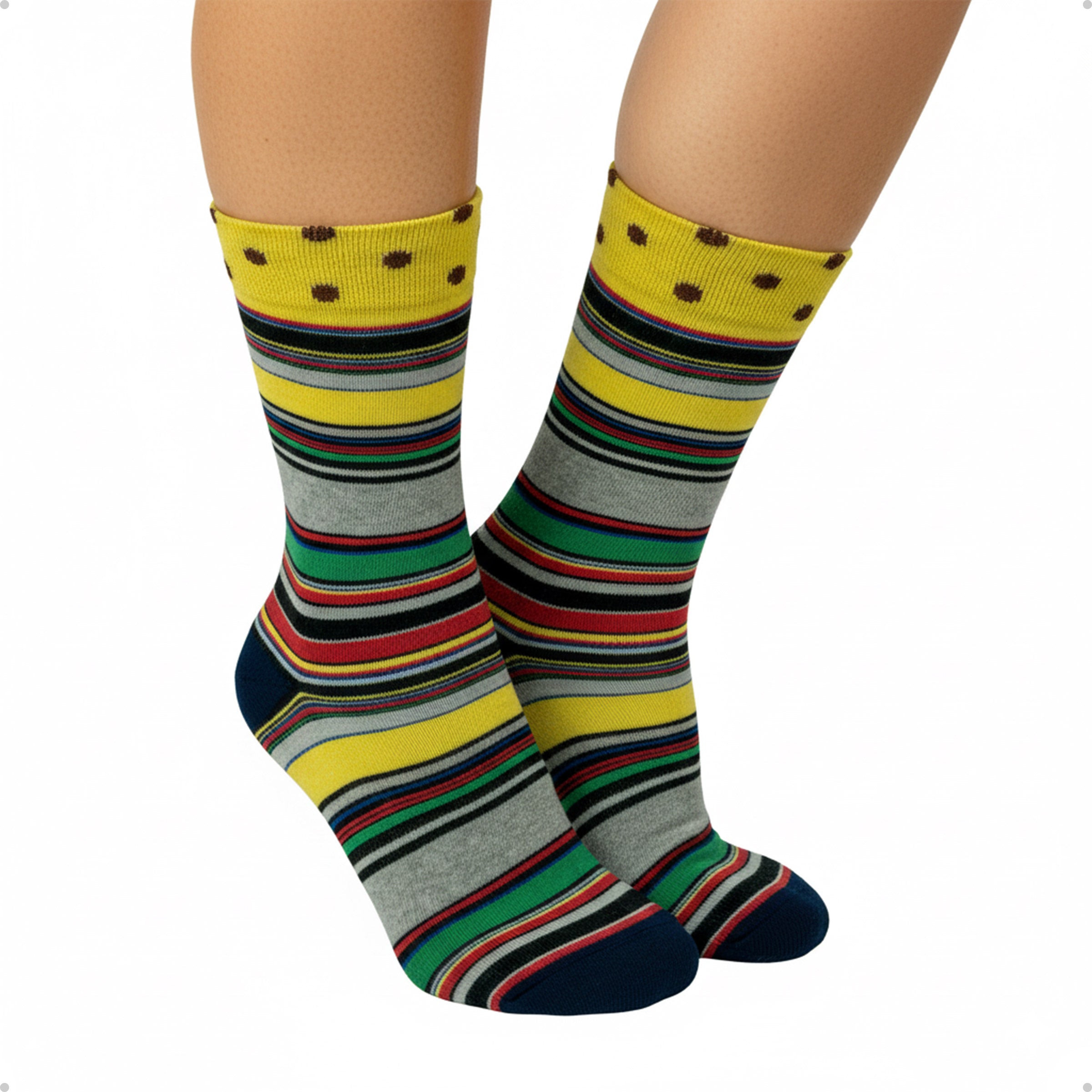 Meia Divertida Estampada Oddo Cano Longo Listras Coloridas