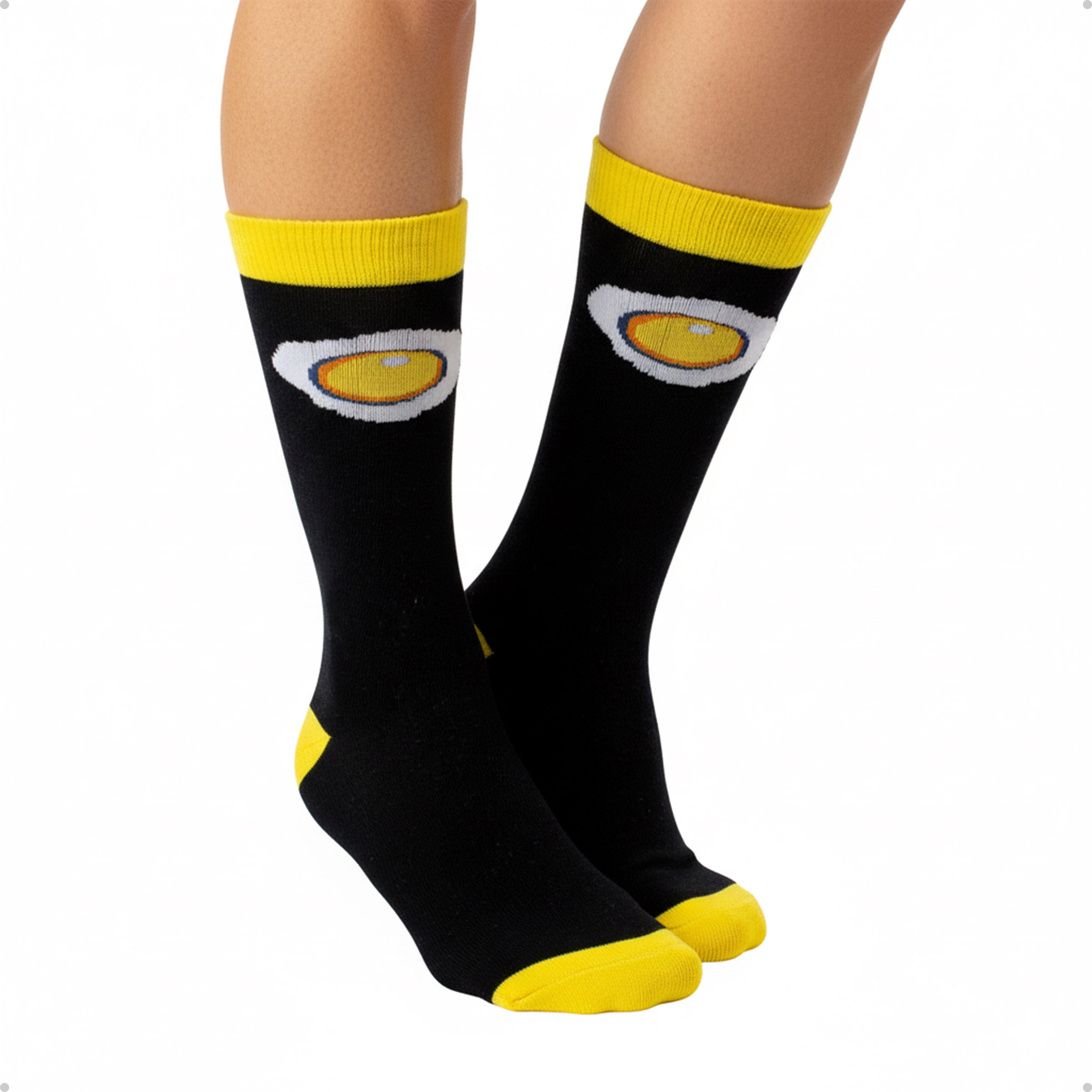 Meia Divertida Estampada Oddo Cano Longo Preto Ovo