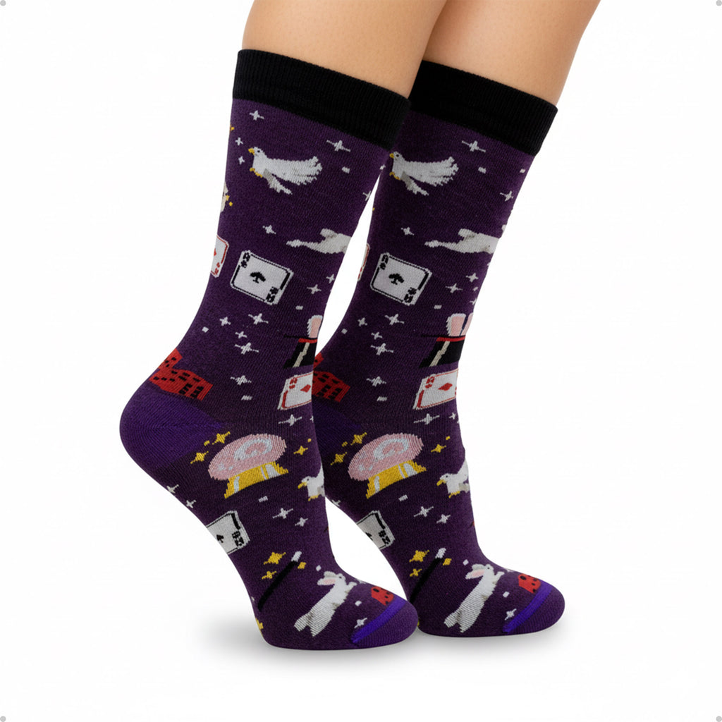 Meia Divertida Estampada Oddo Cano Longo Roxa Magica