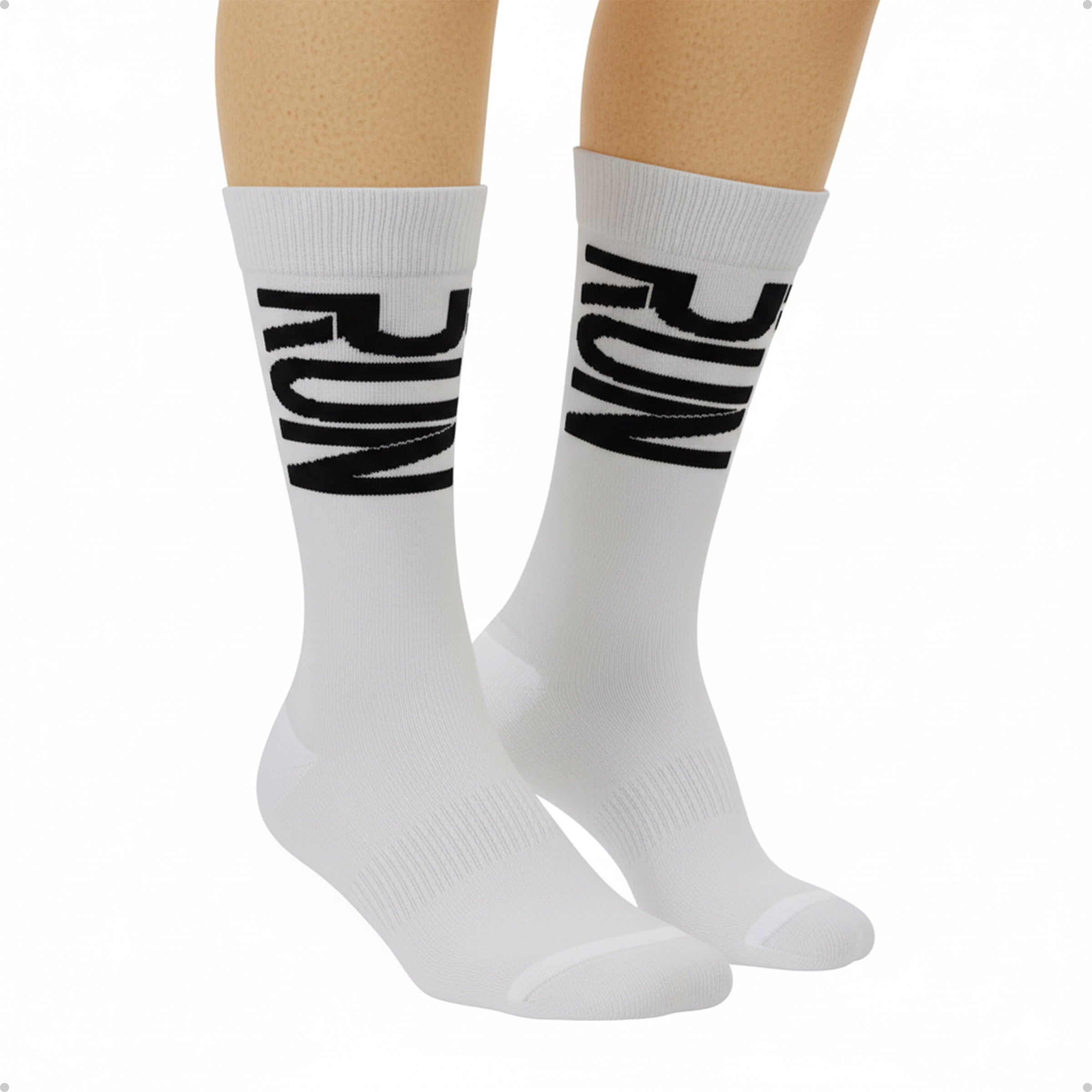 Meia Divertida Estampada Oddo Cano Longo Branca Run