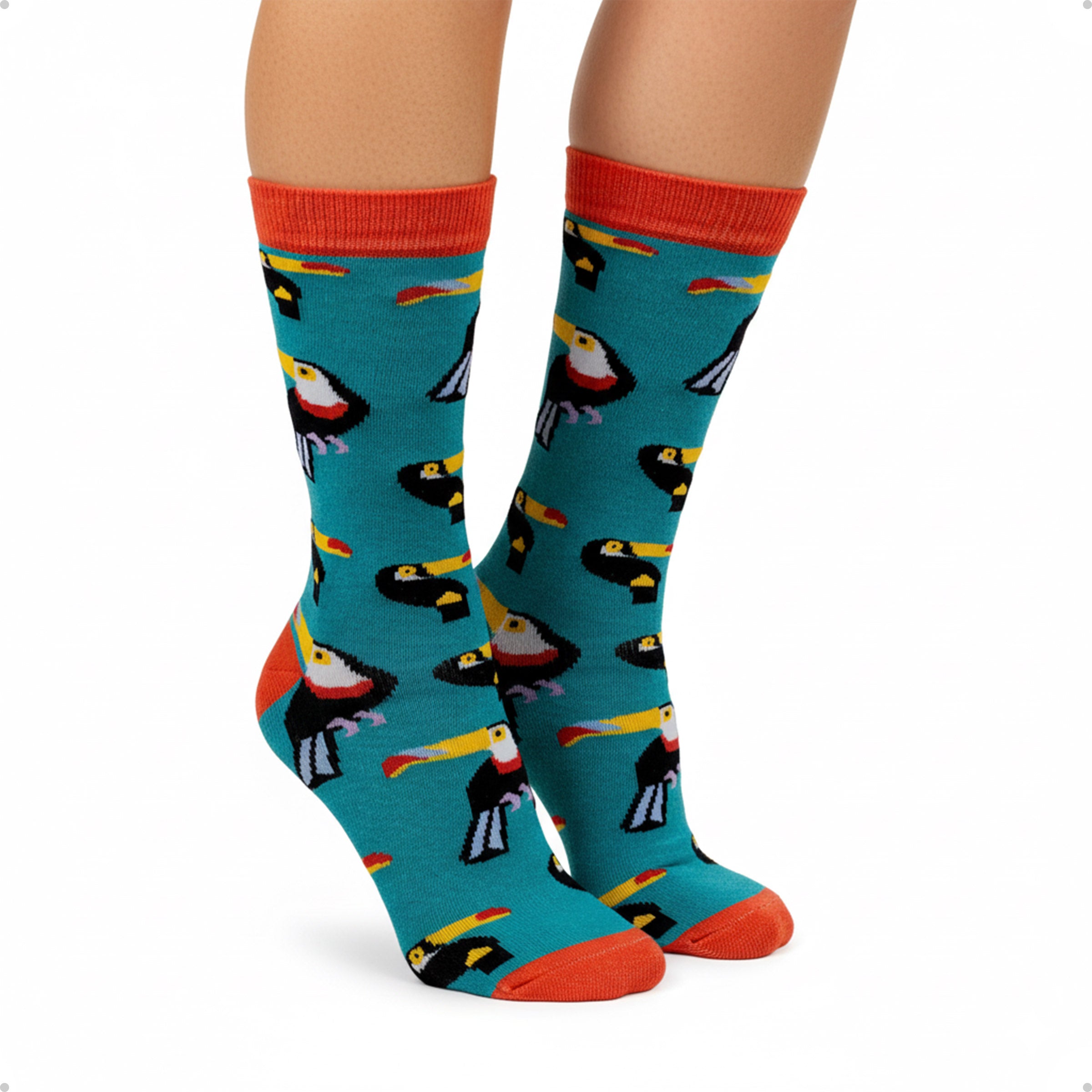 Meia Divertida Estampada Oddo Cano Longo Verde Tucano