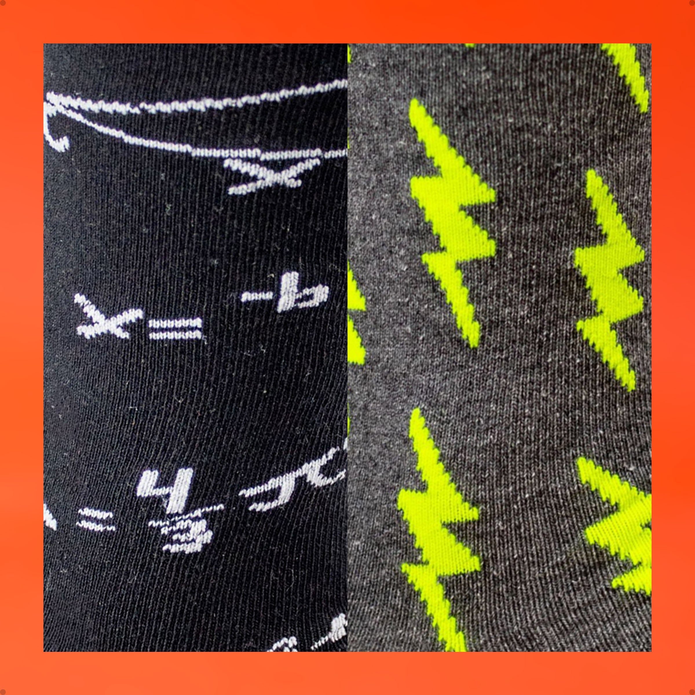 Kit 2 Meias Divertidas Estampadas Oddo Geek Matemática Raio