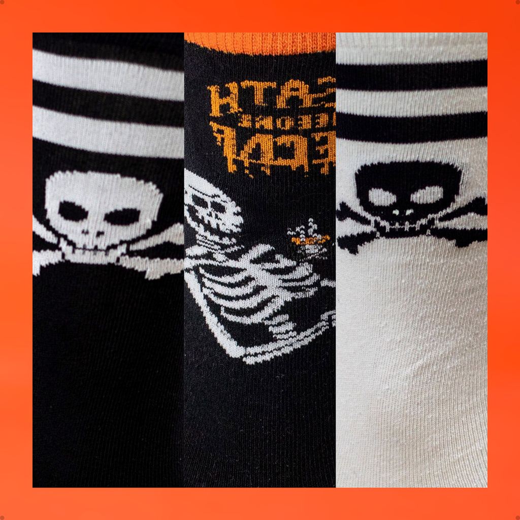 Kit 3 Meias Cano Alto Oddo Rock Caveira