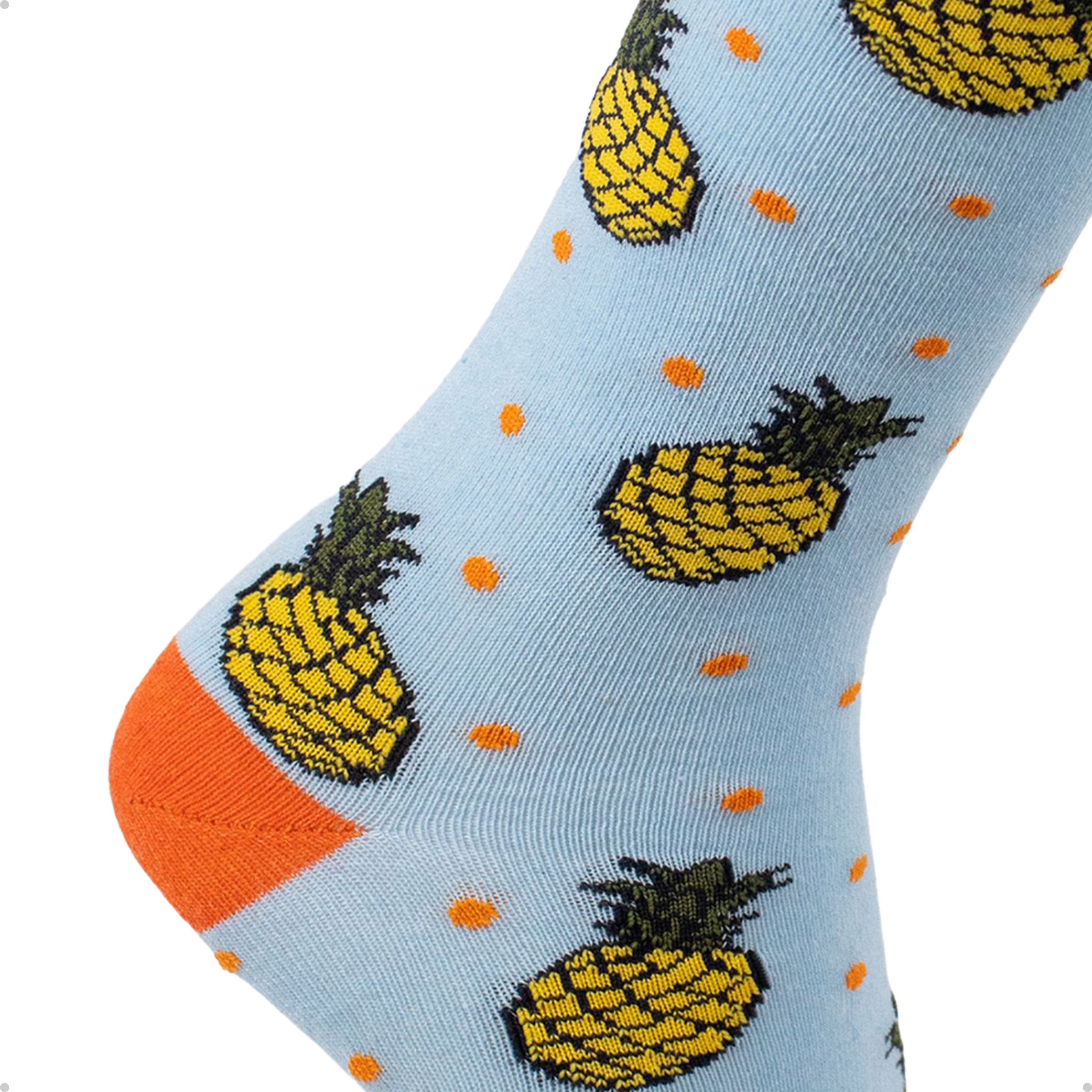 Meia Divertida Estampada Oddo Cano Longo Azul Abacaxi