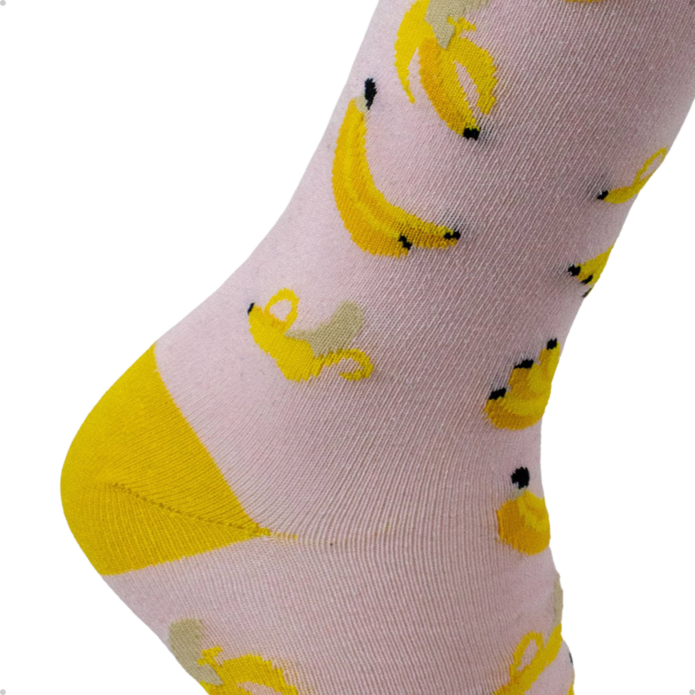 Meia Divertida Estampada Oddo Cano Longo Rosa Banana