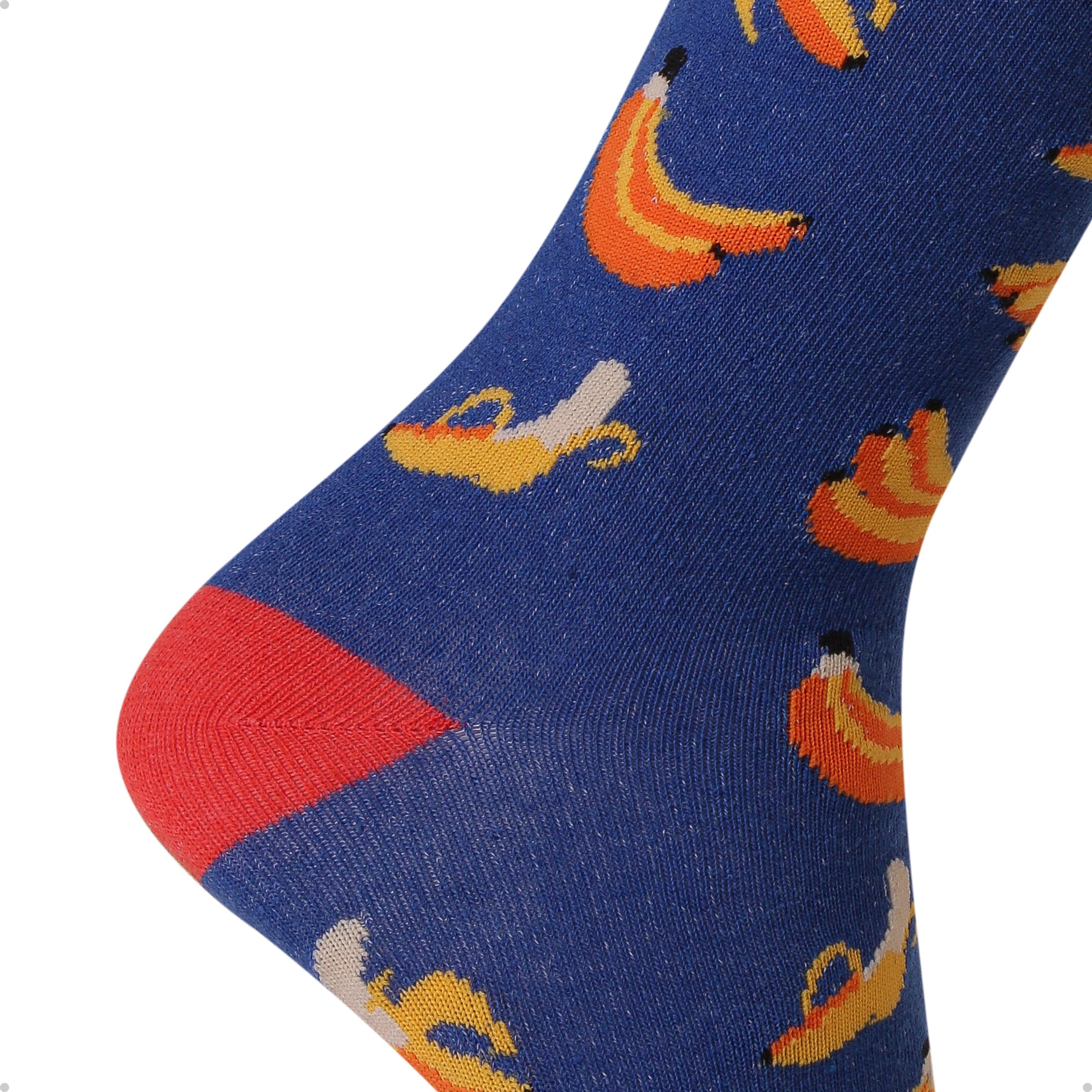 Meia Divertida Estampada Oddo Cano Longo Azul Banana