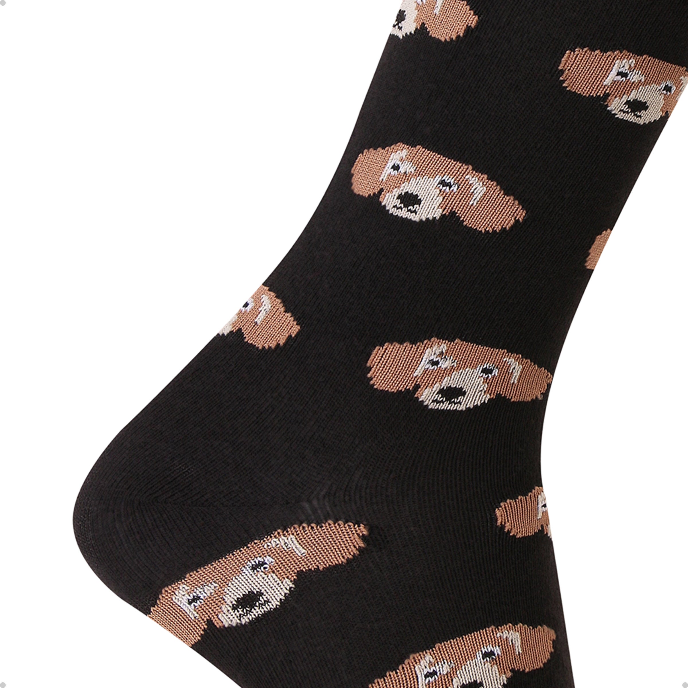 Meia Divertida Estampada Oddo Cano Longo Preta Cachorro Salsicha Basset Dachshund