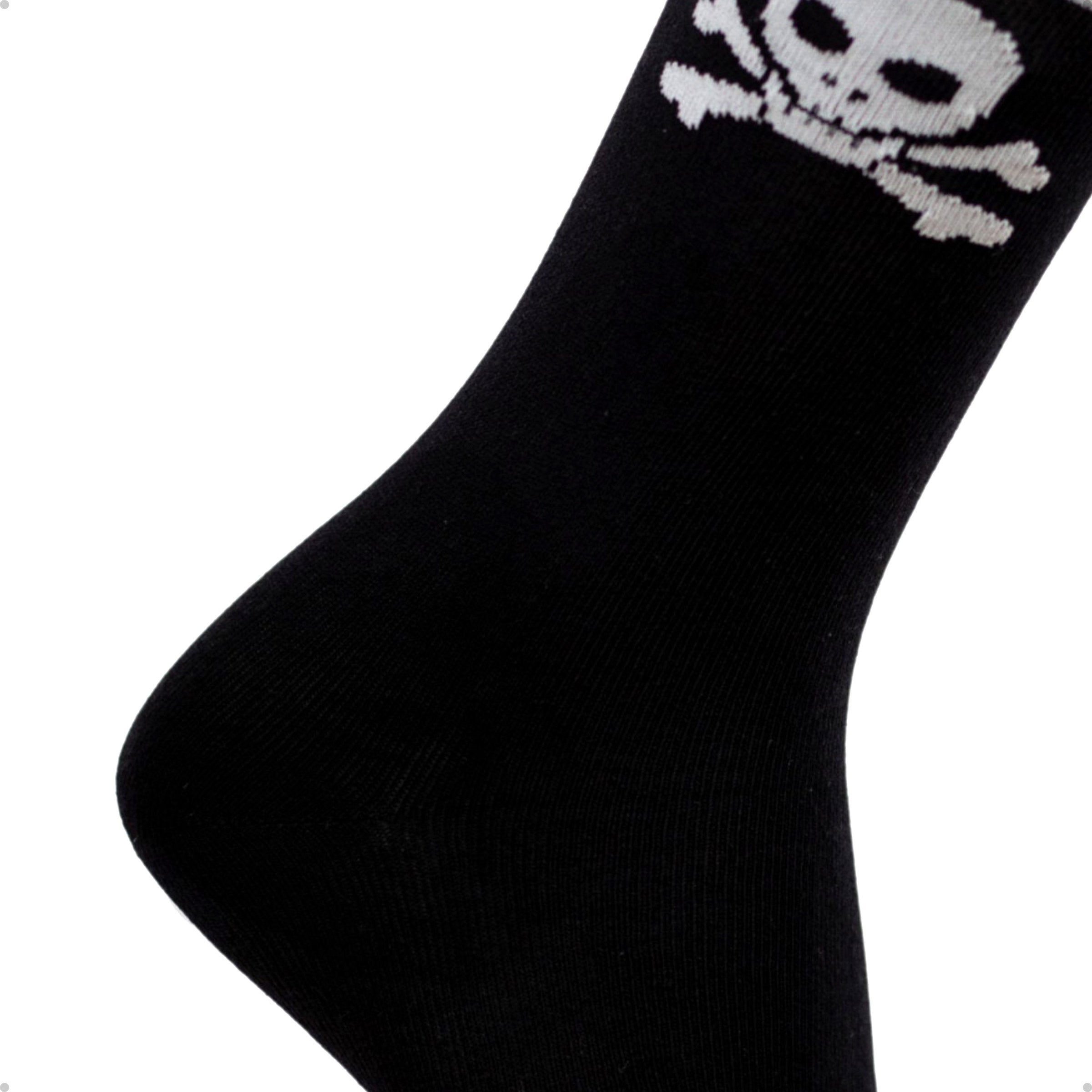 Meia Divertida Estampada Oddo Cano Longo Preta Caveira Com Listras