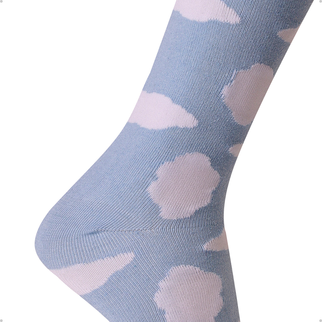 Meia Divertida Estampada Oddo Cano Longo Azul Ceu