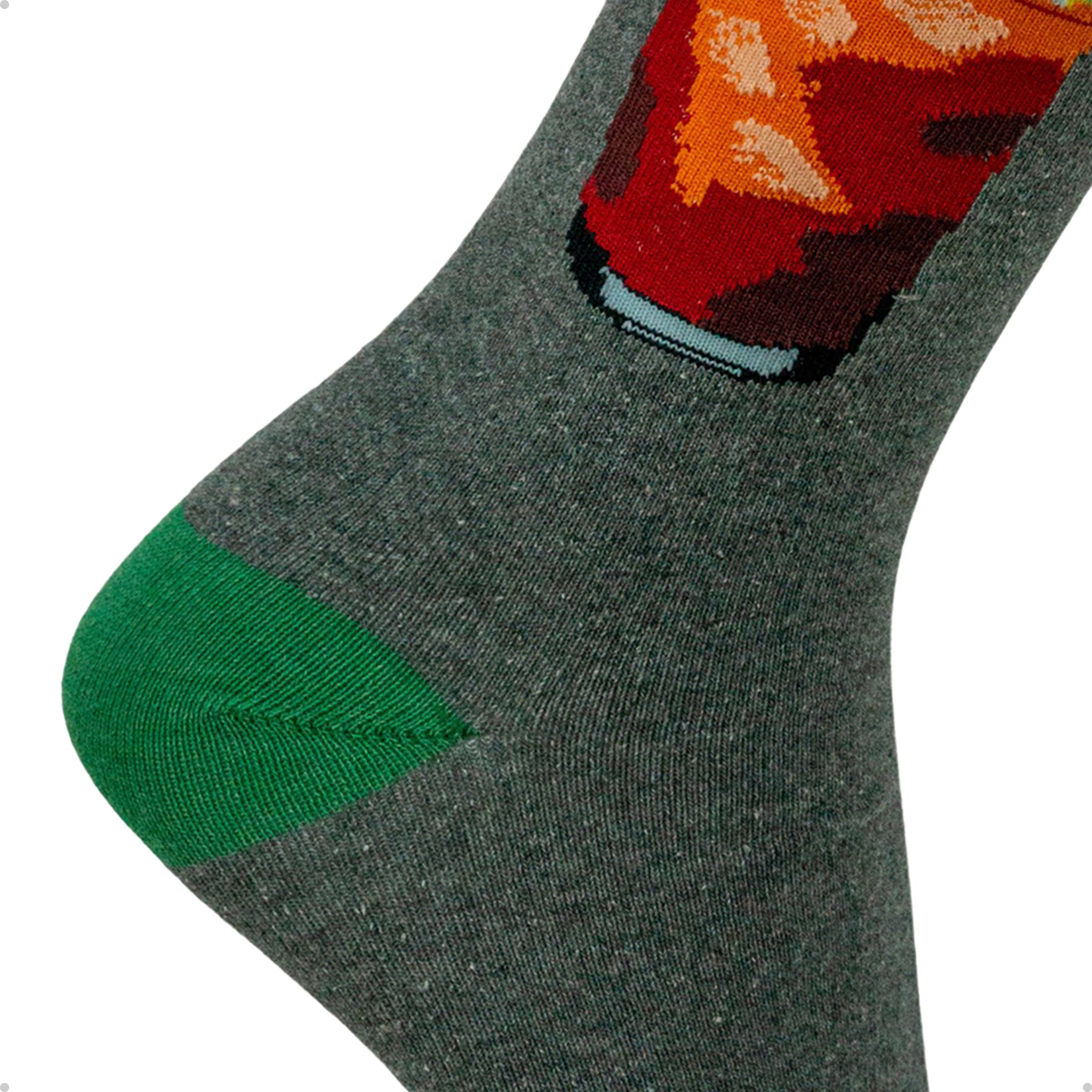 Meia Divertida Estampada Oddo Cano Longo Cinza Drink