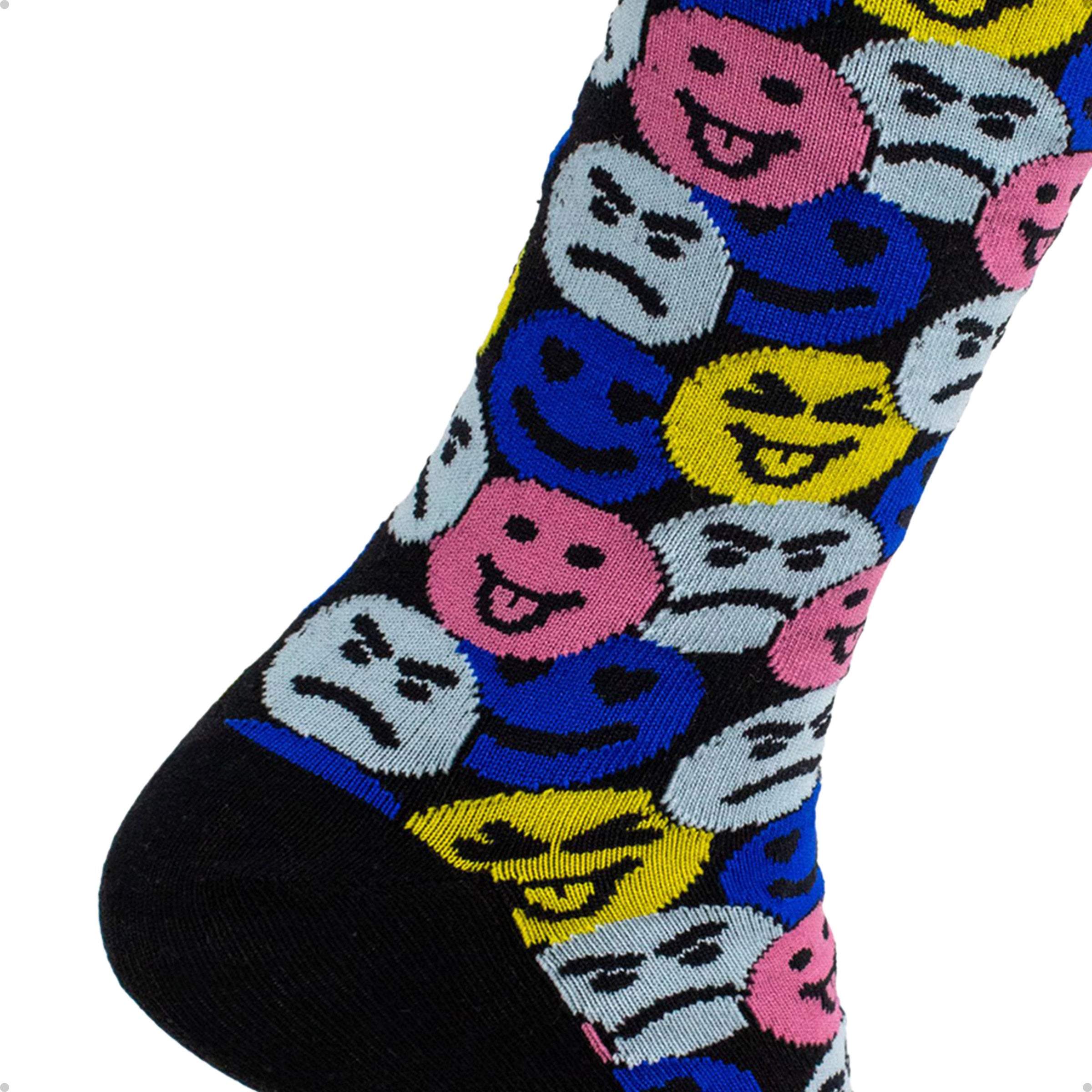 Meia Divertida Estampada Oddo Cano Longo Emoji Colorido