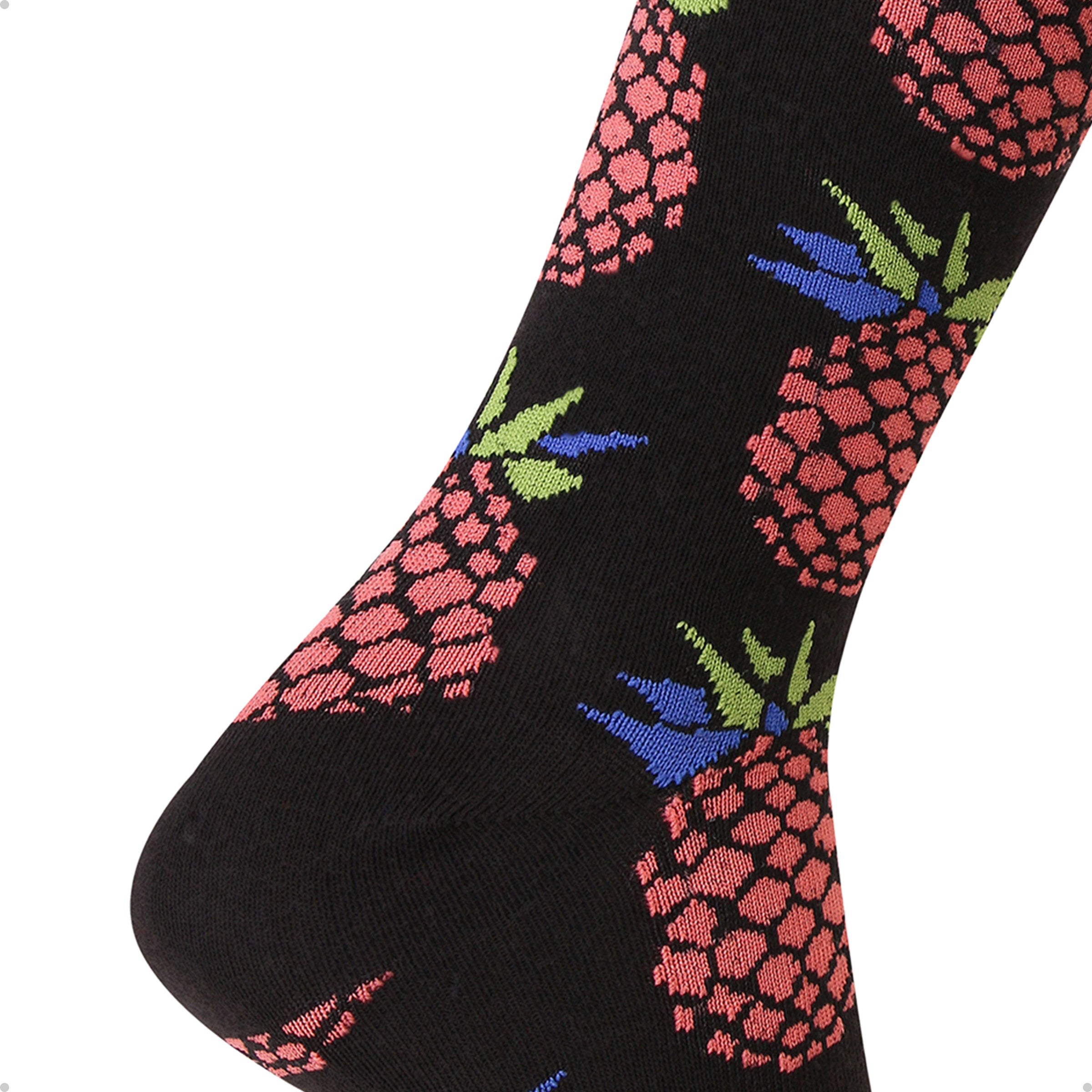 Meia Divertida Estampada Oddo Cano Longo Preta Abacaxi