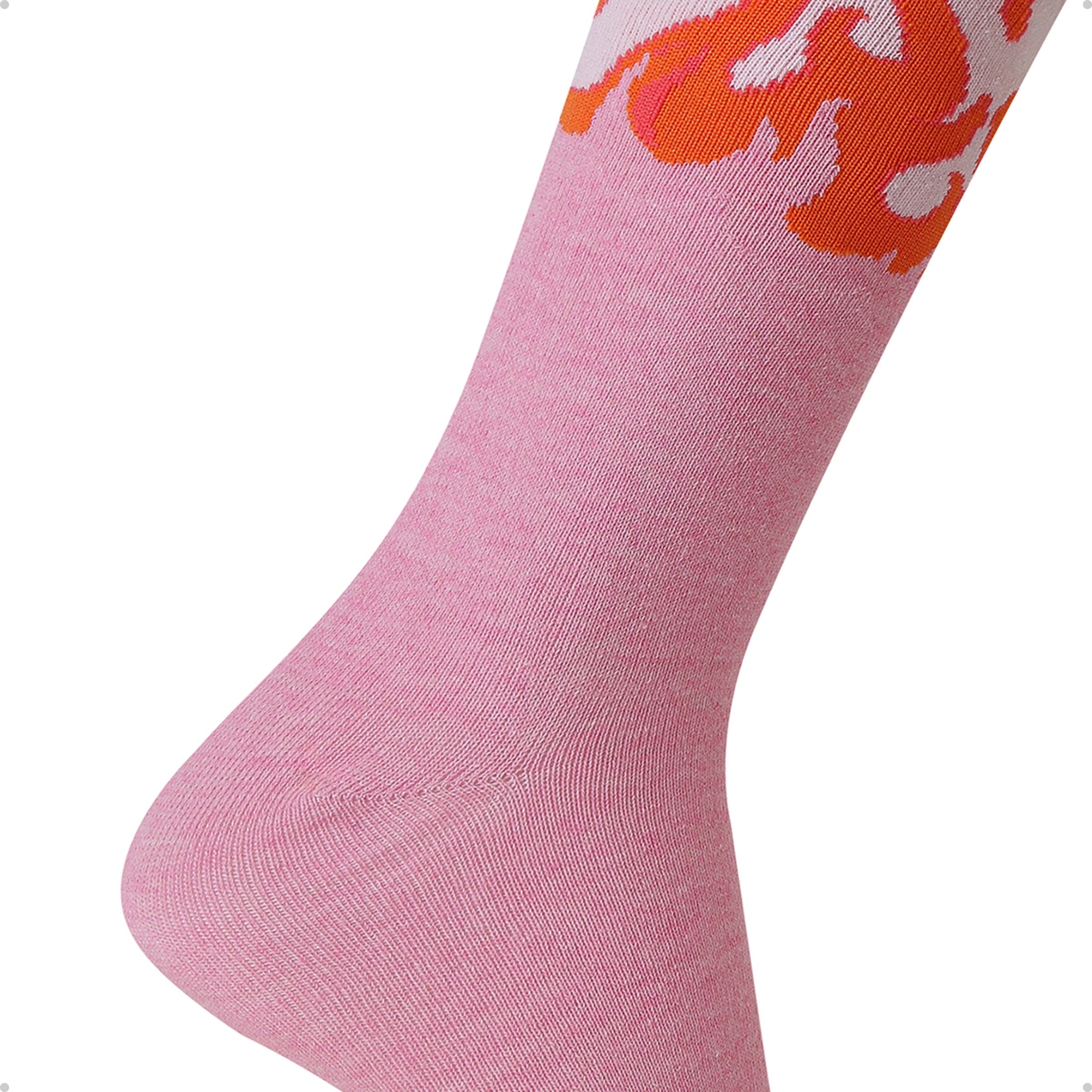 Meia Divertida Estampada Oddo Cano Longo Rosa Chama de Fogo