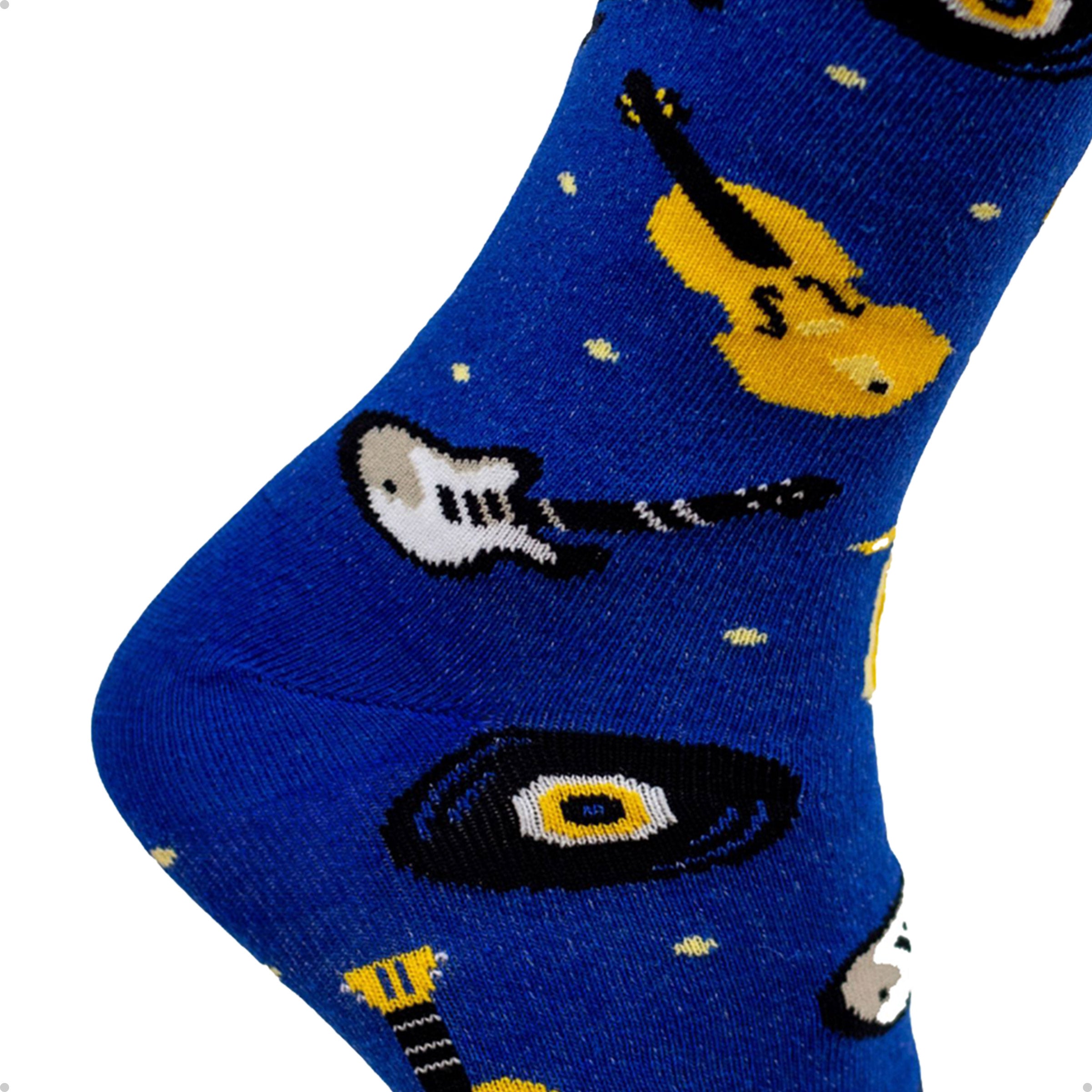 Meia Divertida Estampada Oddo Cano Longo Azul Instrumentos Musicais