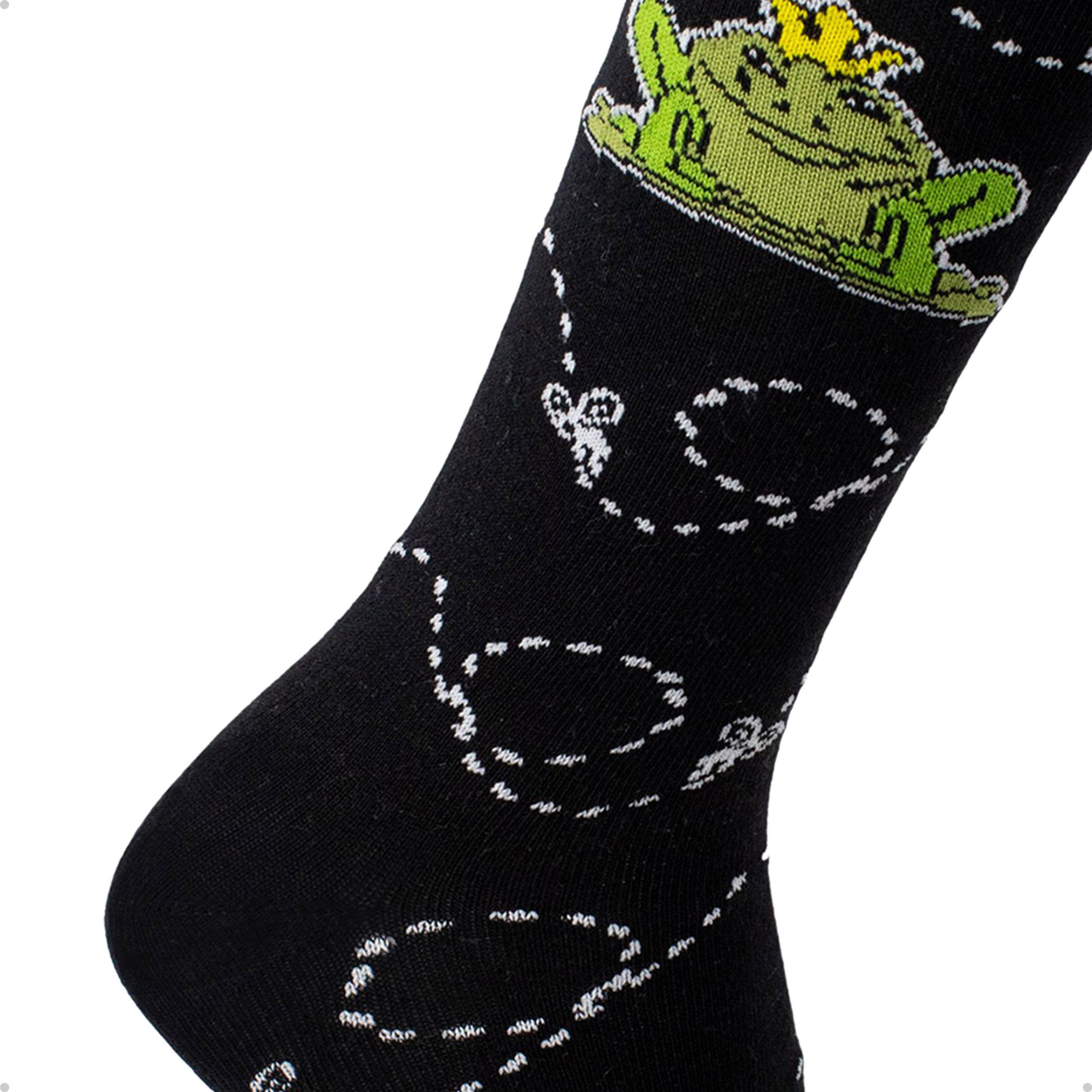 Meia Divertida Estampada Oddo Cano Longo Preta Sapo Cururu