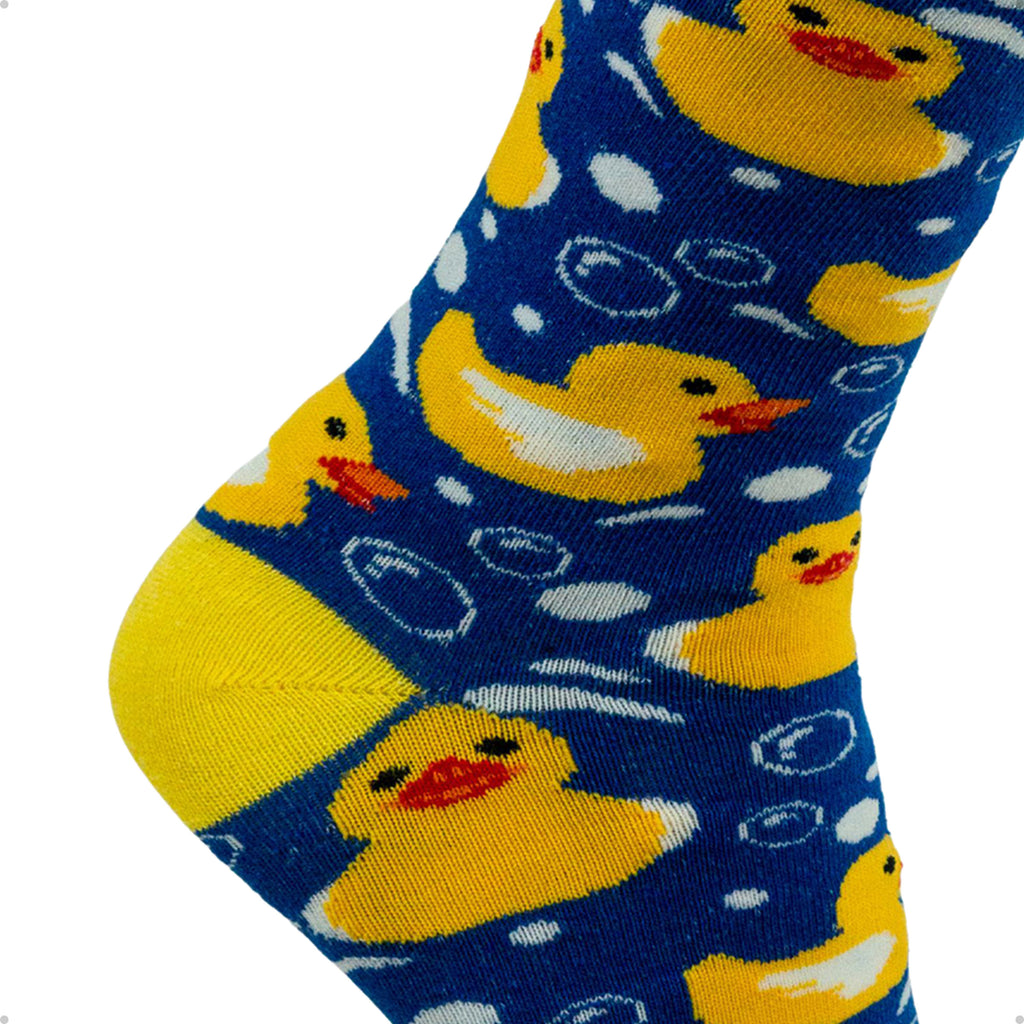 Meia Divertida Estampada Oddo Cano Longo Azul Patinho De Borracha