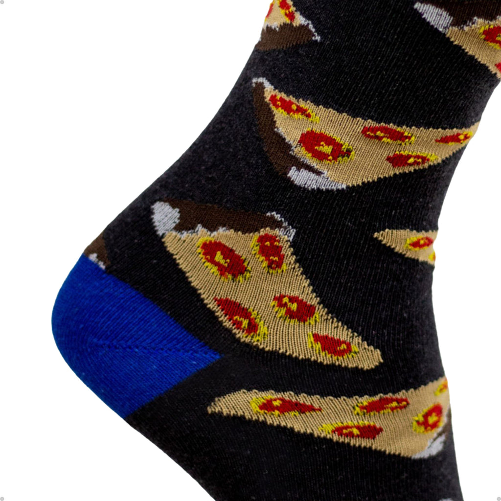 Meia Divertida Estampada Oddo Cano Longo Preta Pizza