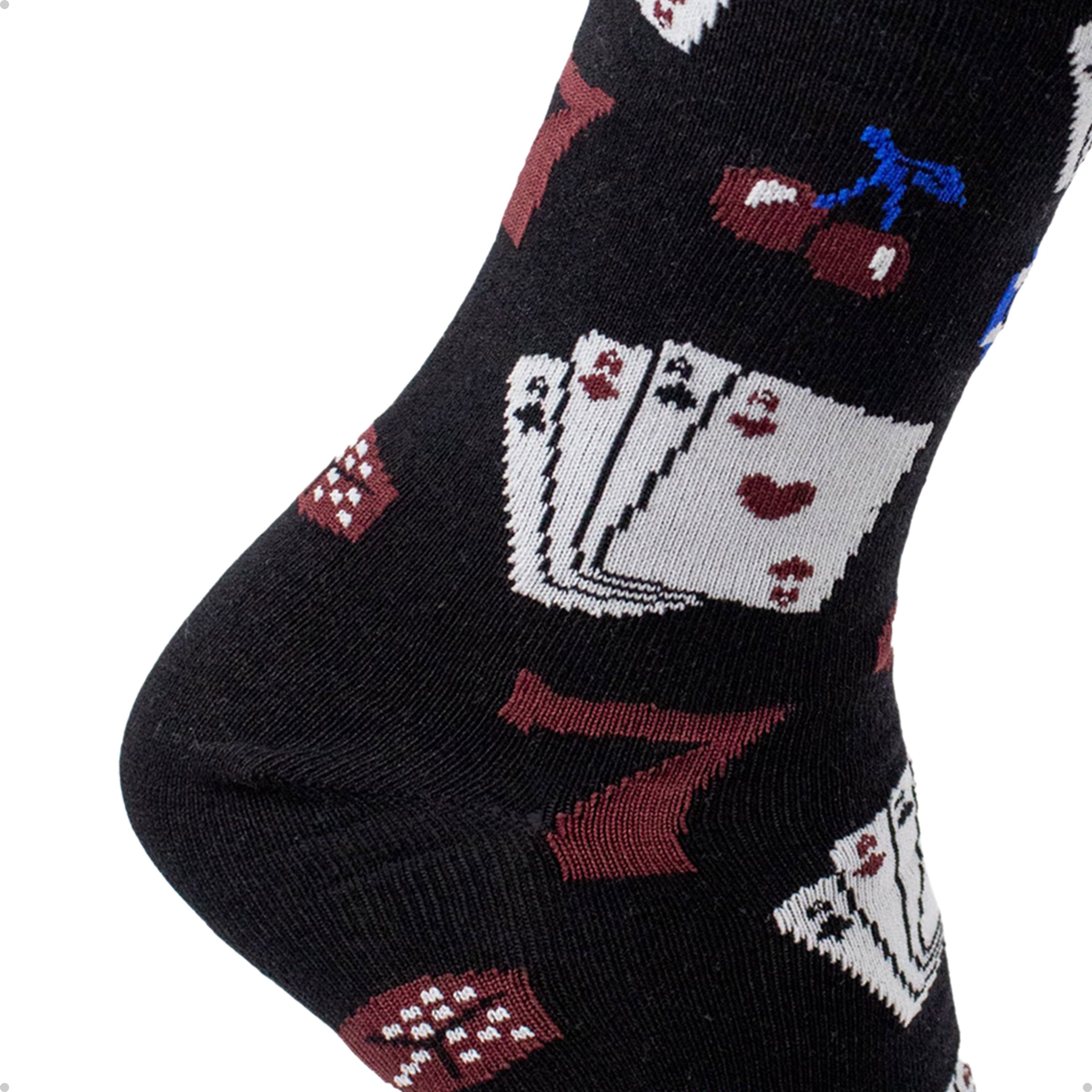 Meia Divertida Estampada Oddo Cano Longo Preta Poker