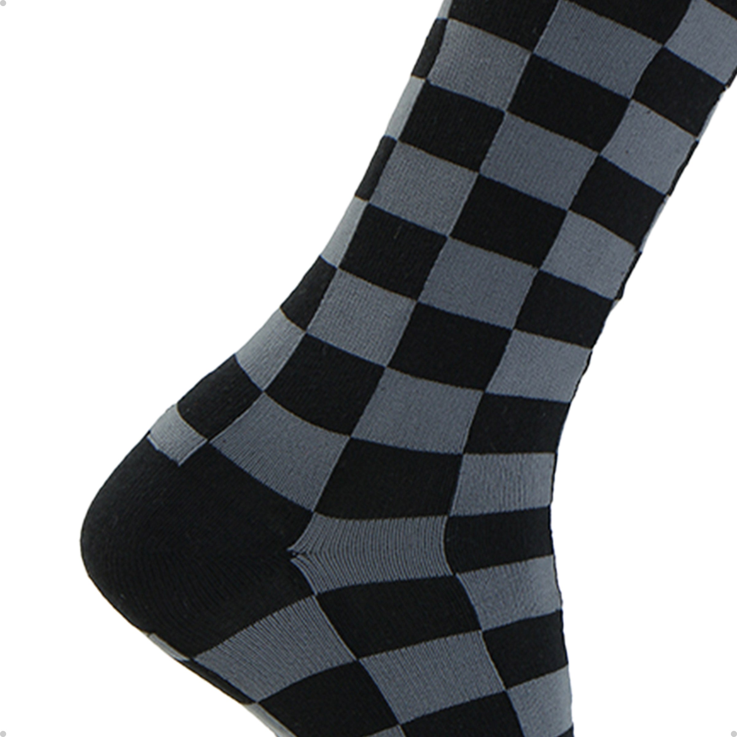 Meia Divertida Estampada Oddo Cano Longo Preta Cinza Quadriculada
