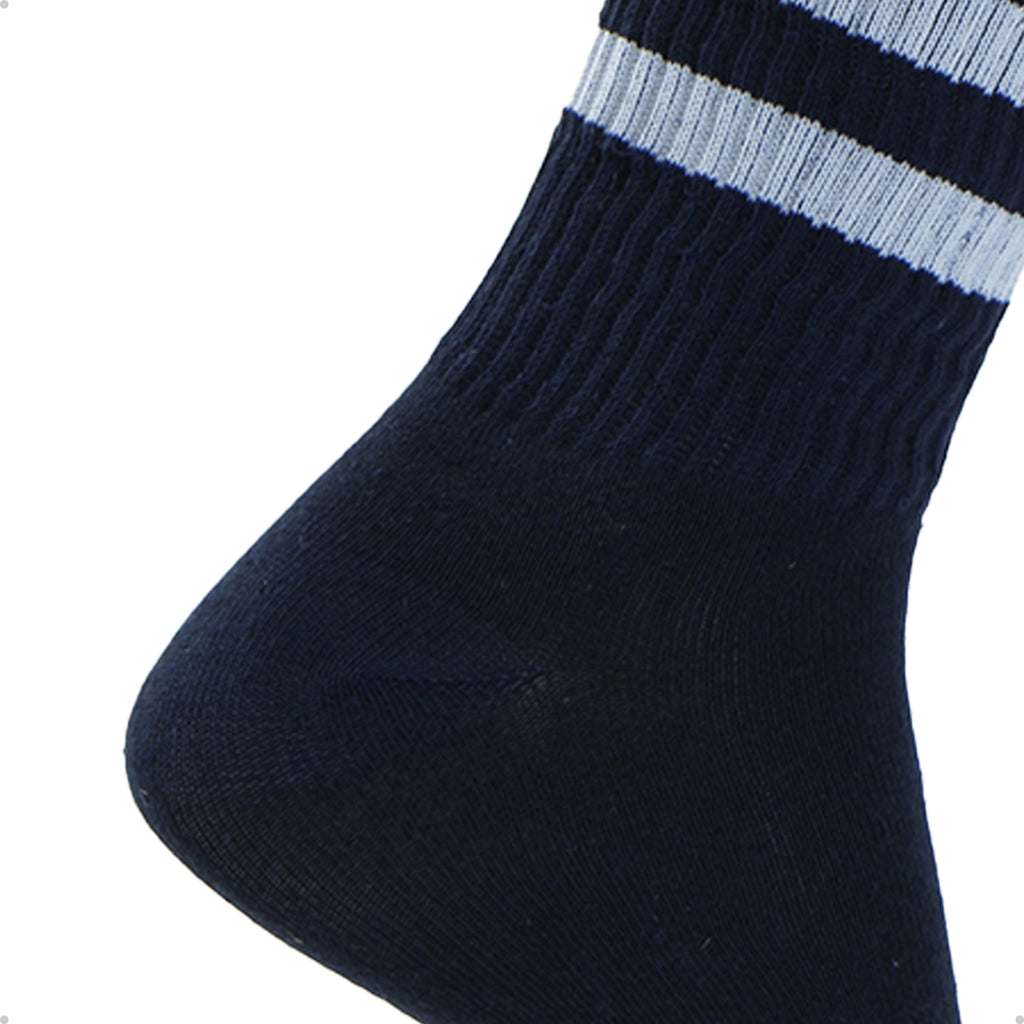 Meia Divertida Estampada Oddo Cano Longo Preta Duas Listras Brancas