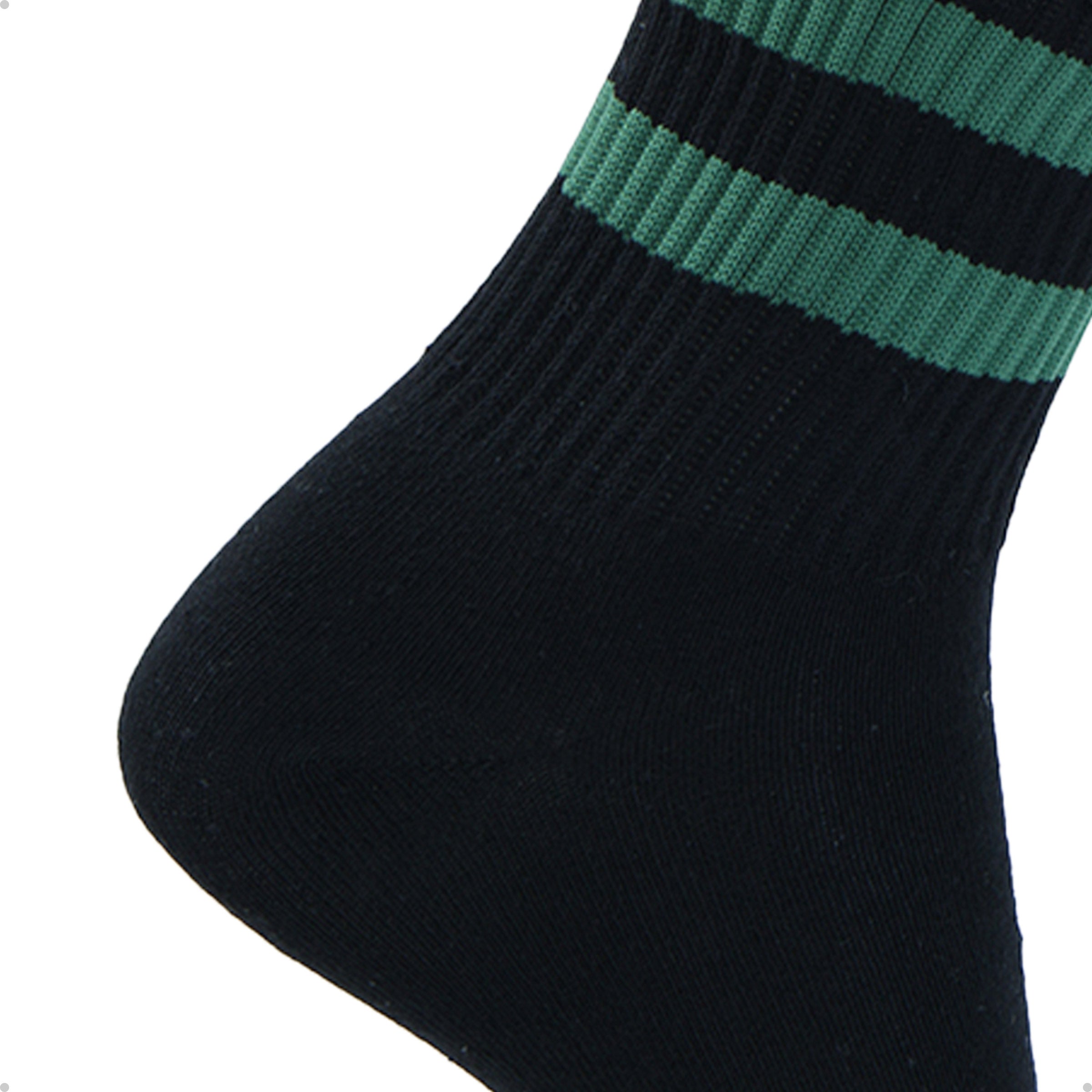 Meia Divertida Estampada Oddo Cano Longo Preta Duas Listras Verdes