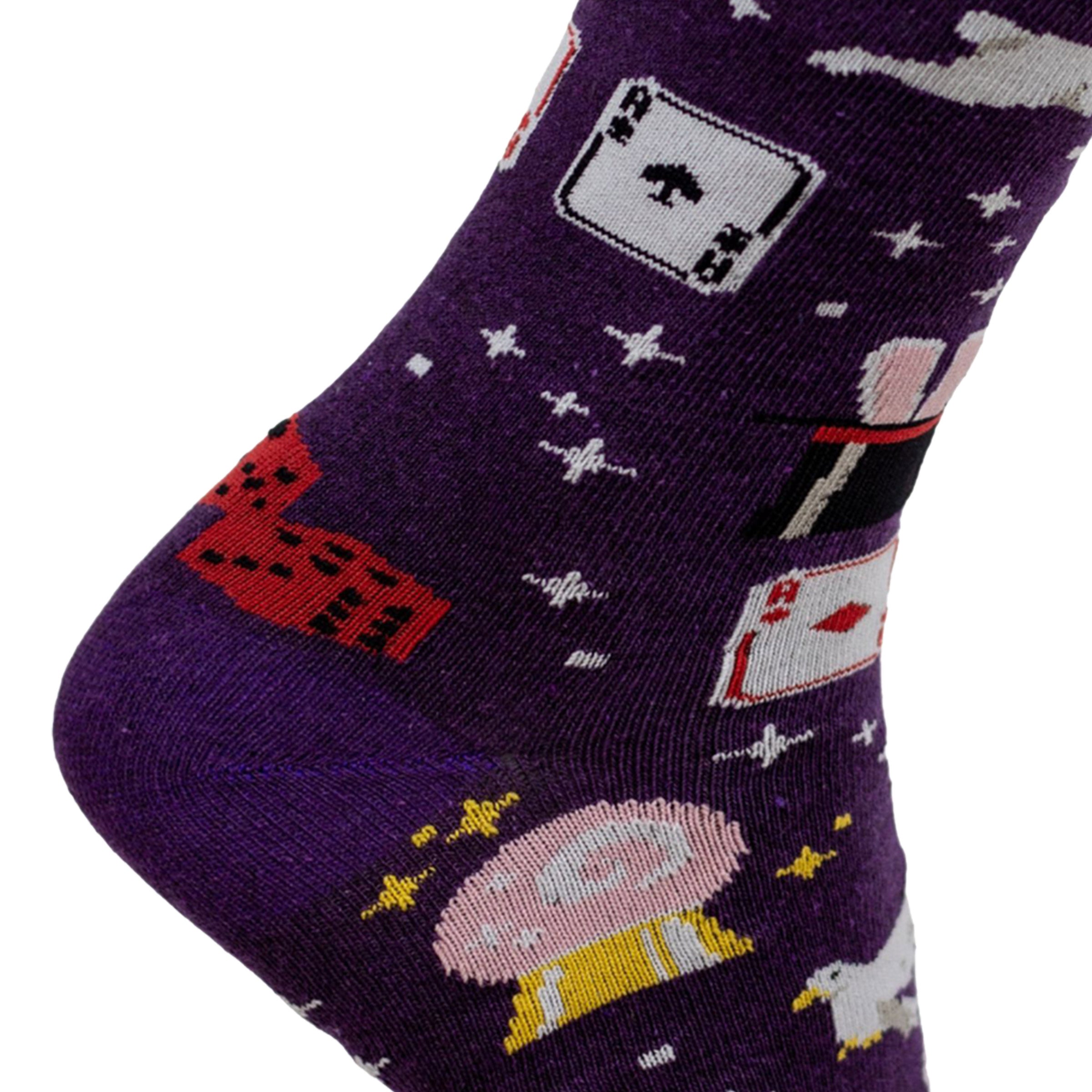 Meia Divertida Estampada Oddo Cano Longo Roxa Magica