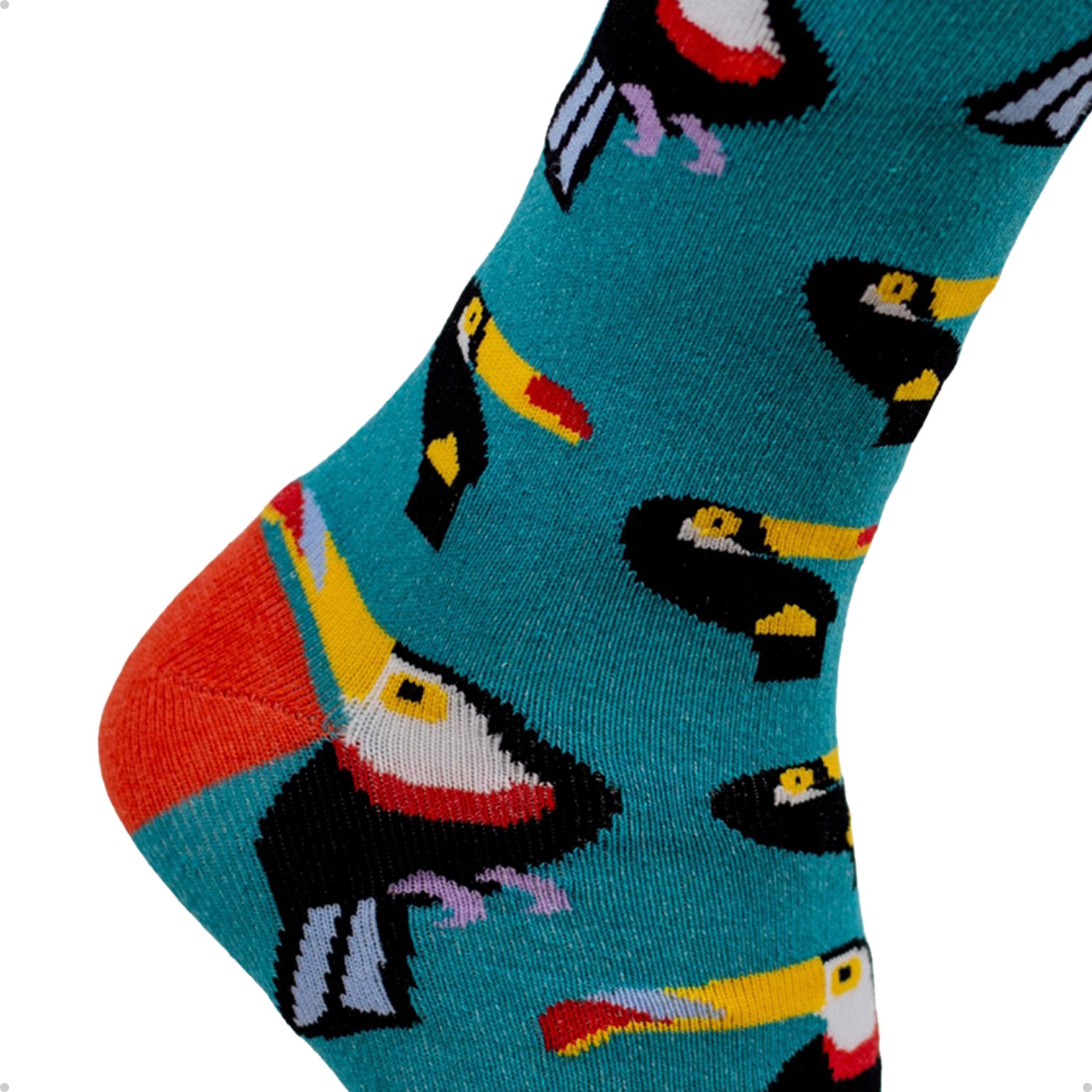 Meia Divertida Estampada Oddo Cano Longo Verde Tucano