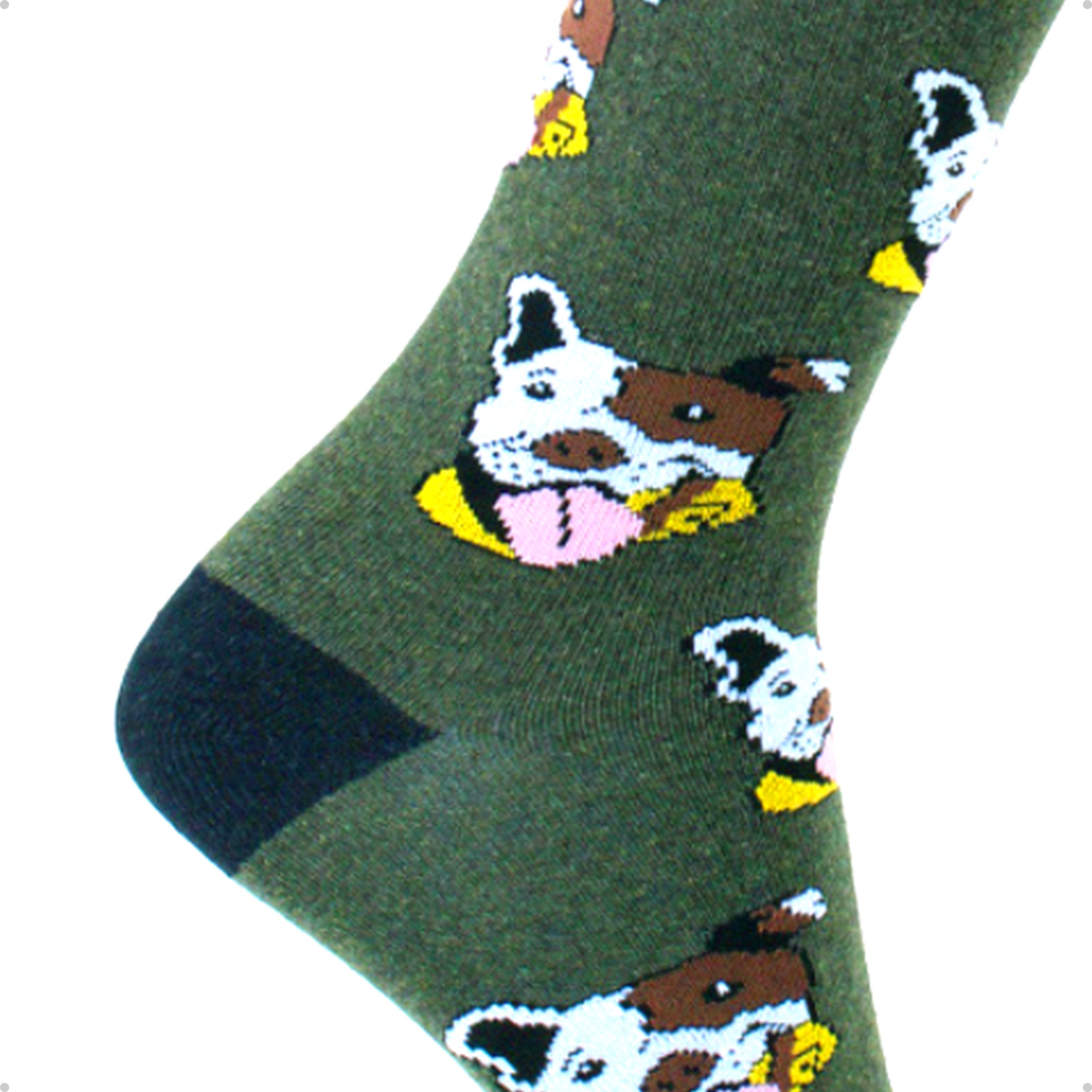 Meia Divertida Estampada Oddo Cano Longo Verde Cachorro