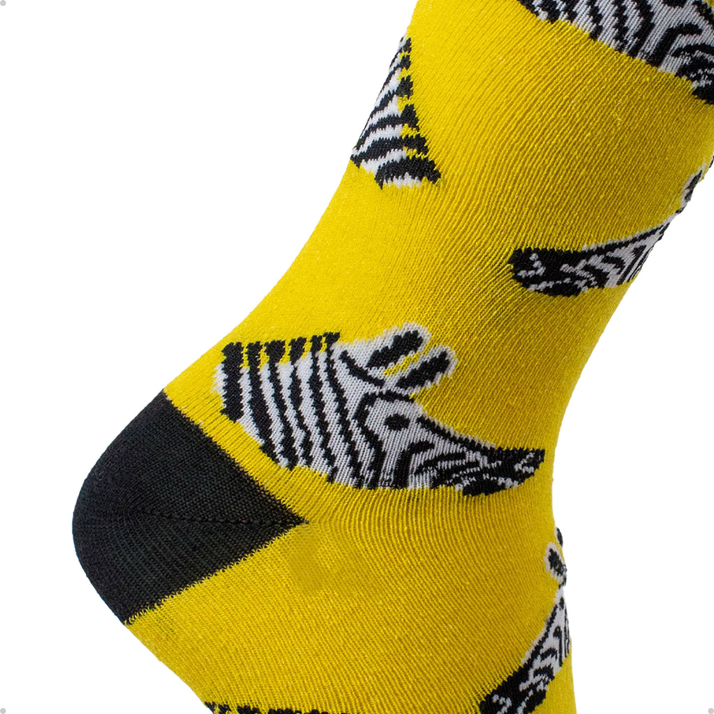 Meia Divertida Estampada Oddo Cano Longo Amarela Zebra
