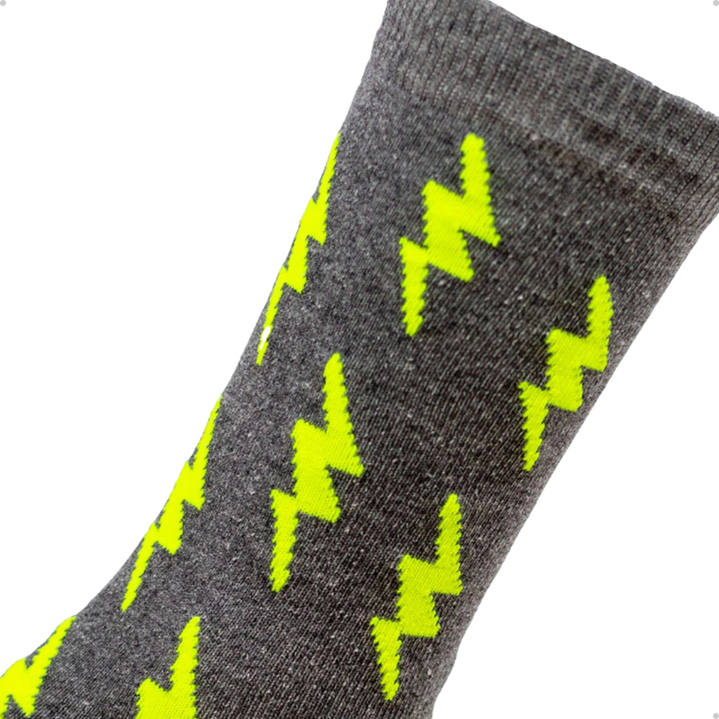 Meia Divertida Estampada Oddo Cano Longo Cinza Raio Verde