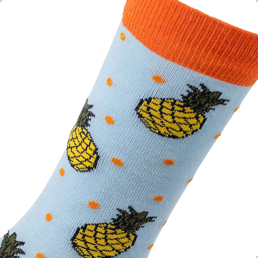 Meia Divertida Estampada Oddo Cano Longo Azul Abacaxi