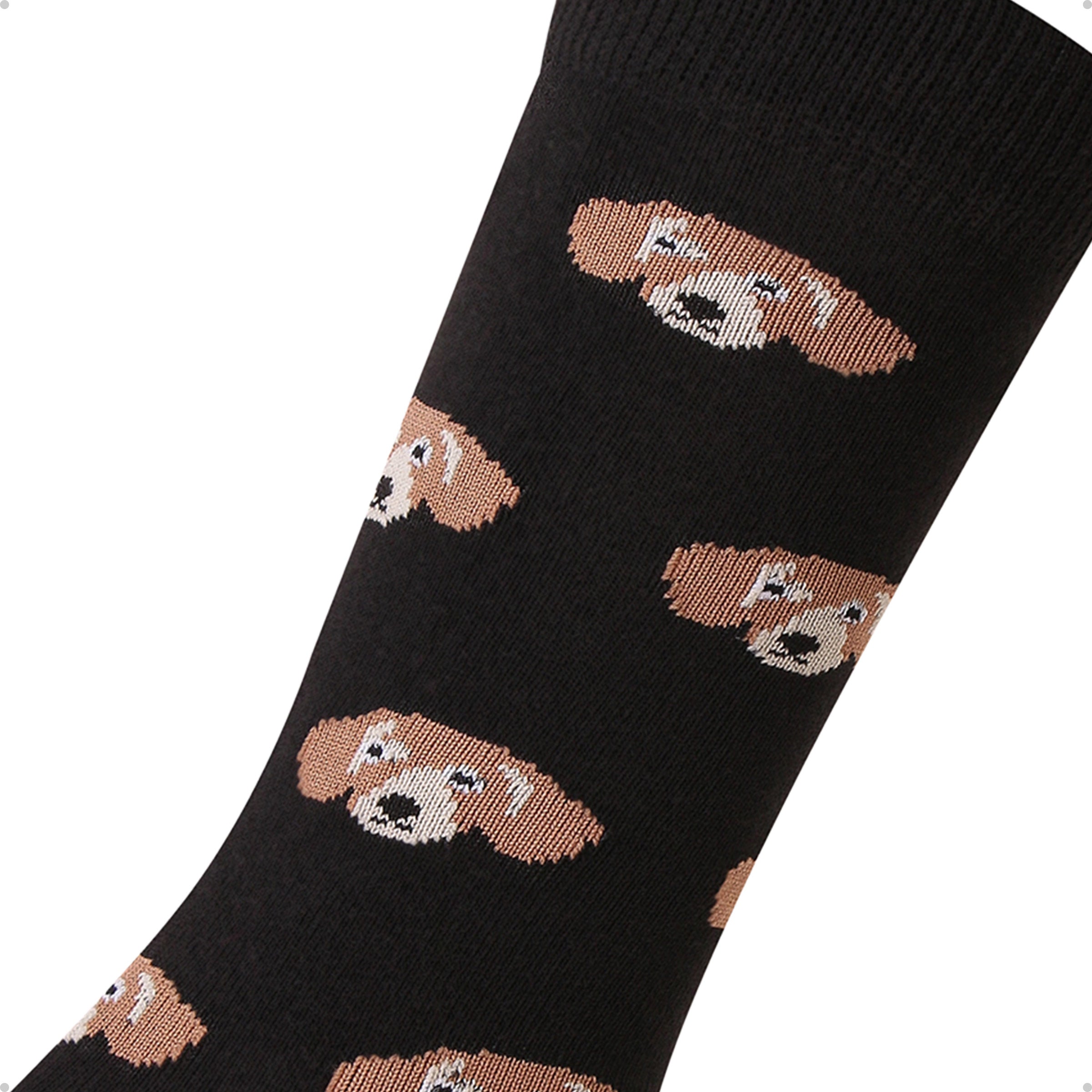 Meia Divertida Estampada Oddo Cano Longo Preta Cachorro Salsicha Basset Dachshund